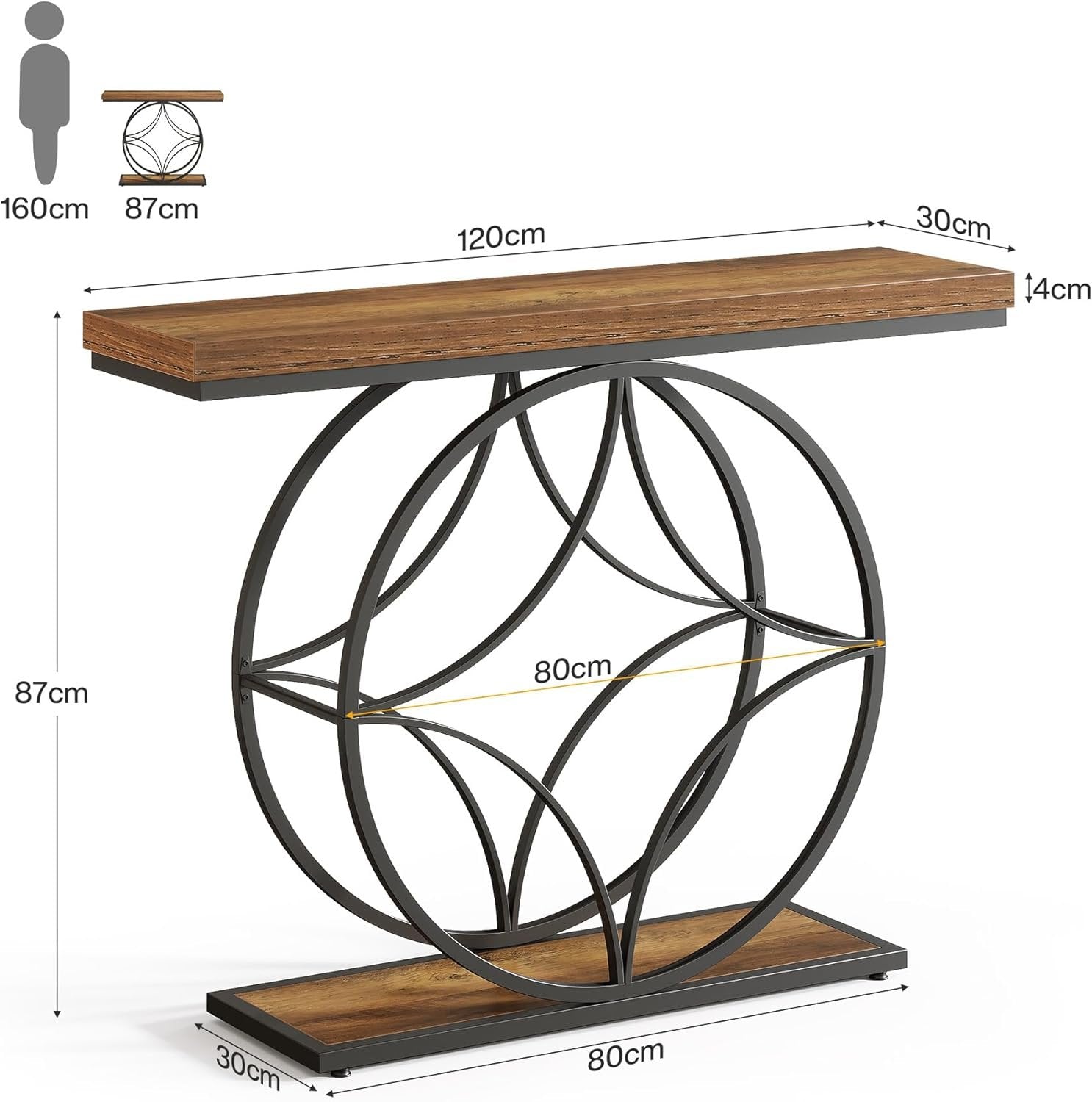 Tribesigns Industriële 2-laags consoletafel van 120 cm met geometrisch metalen frame