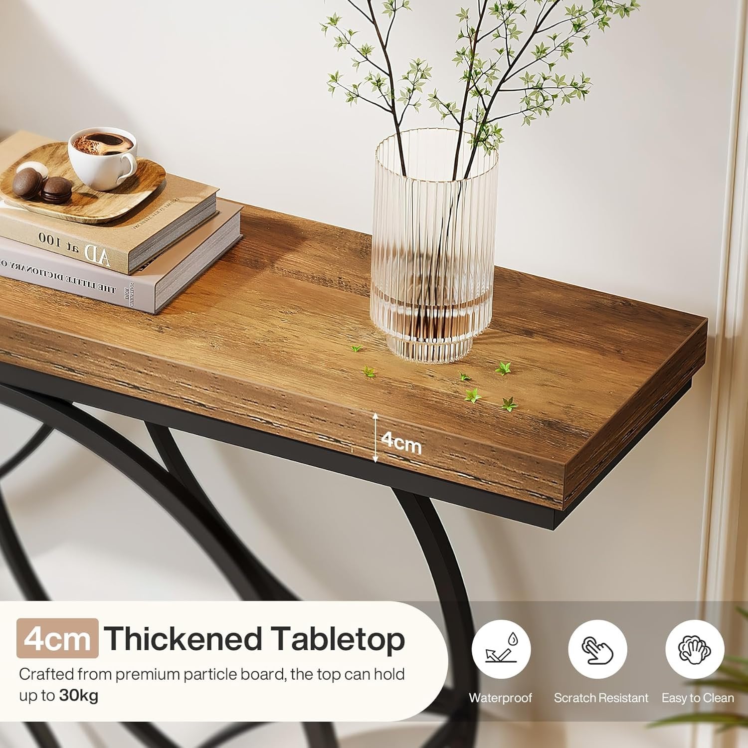 Tribesigns Industriële 2-laags consoletafel van 120 cm met geometrisch metalen frame