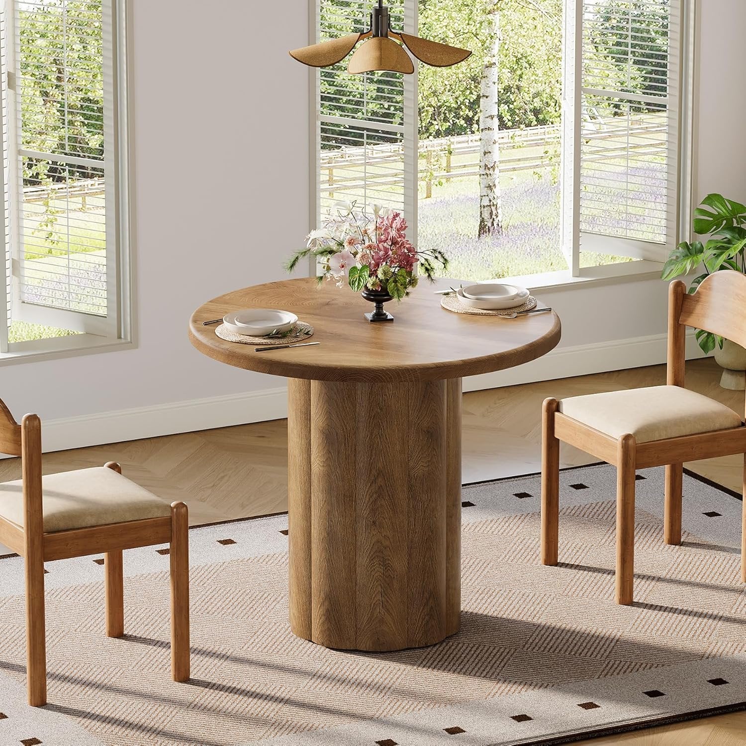 Tribesigns 80 cm ronde eettafel voor 2-4 personen, keukentafel met stabiele voet in bruin