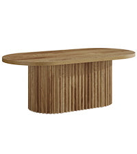 Tribesigns Ovale Salontafel, Landelijke Bijzettafel Hout met Geribbeld Patroon voor Woonkamer