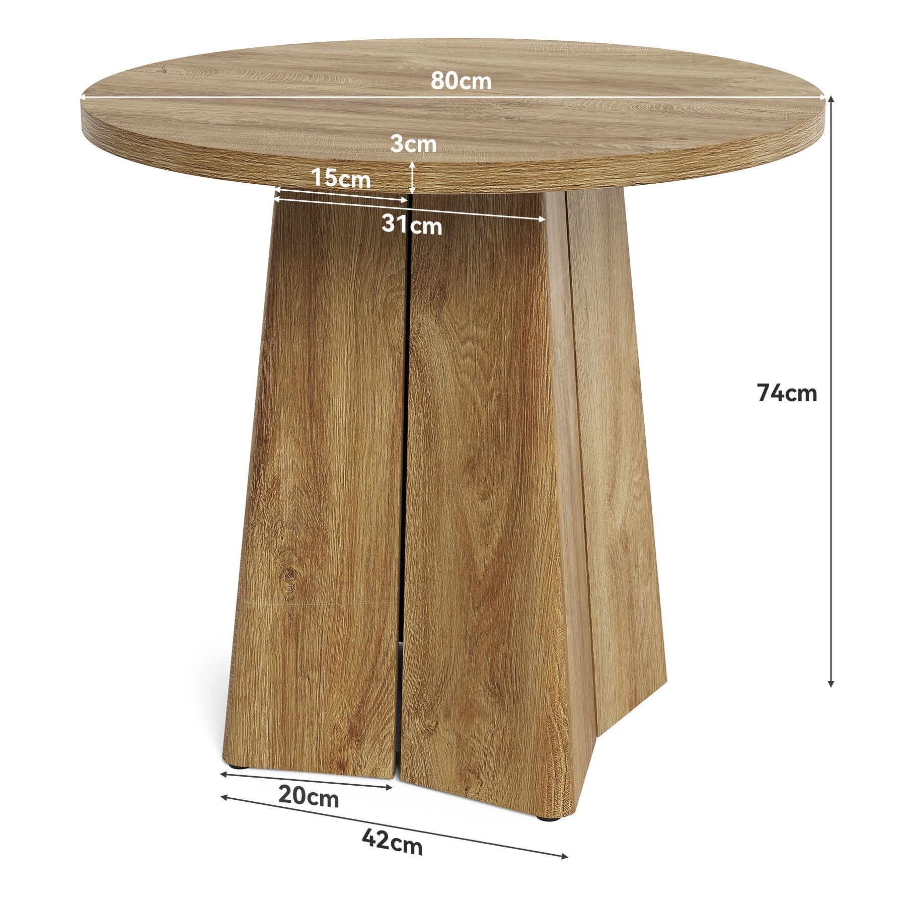 Tribesigns Table de salle à manger ronde de 80 cm, Table de cuisine compacte pour 2 à 4 personnes style champêtre