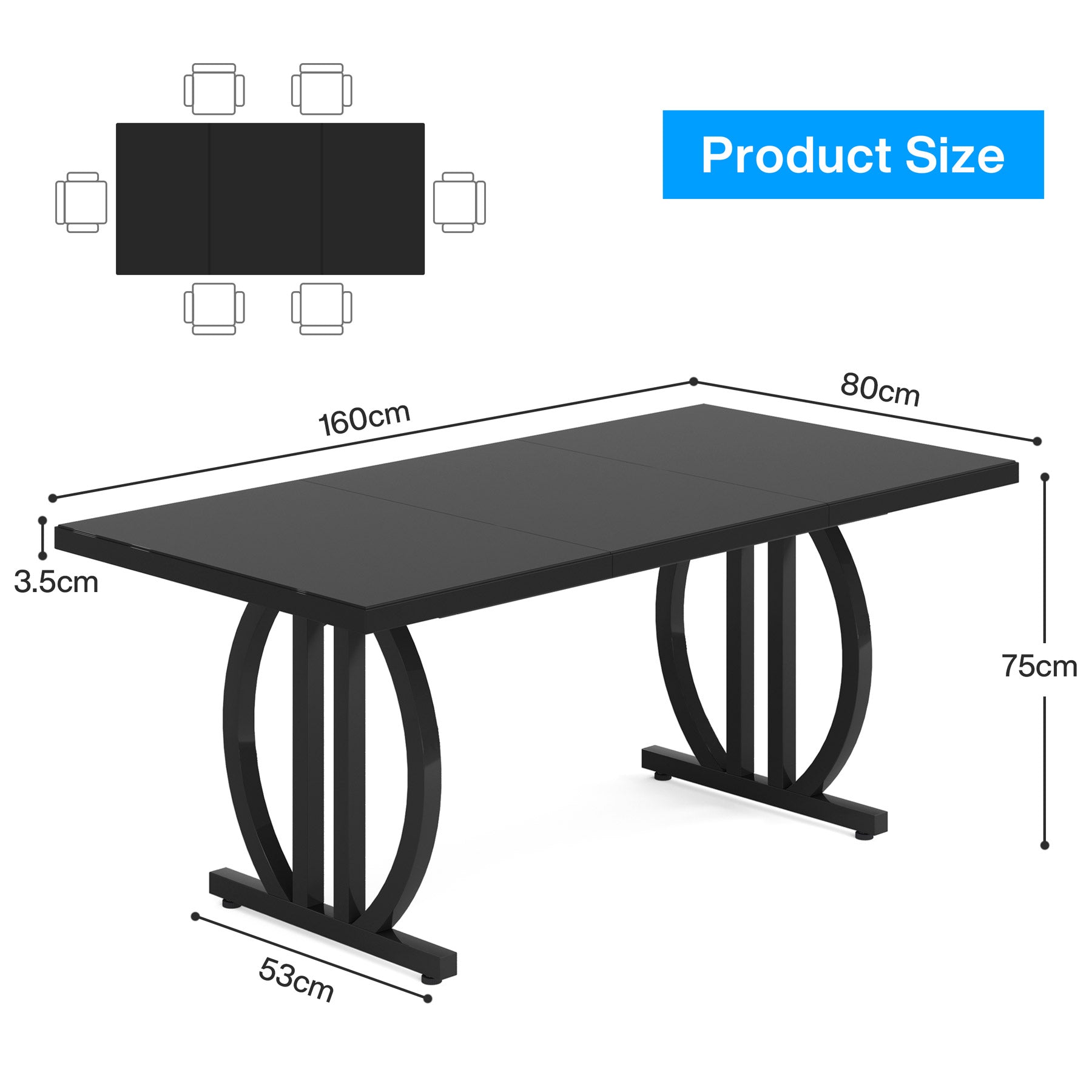 Tribesigns Table à manger 160 cm, table de cuisine moderne pour 4 à 6 personnes