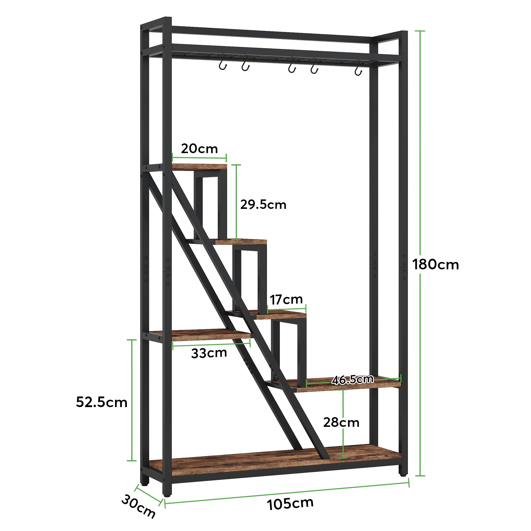 Tribesigns 7-Tier plantenstandaard voor binnen, grote metalen plank van 180 cm