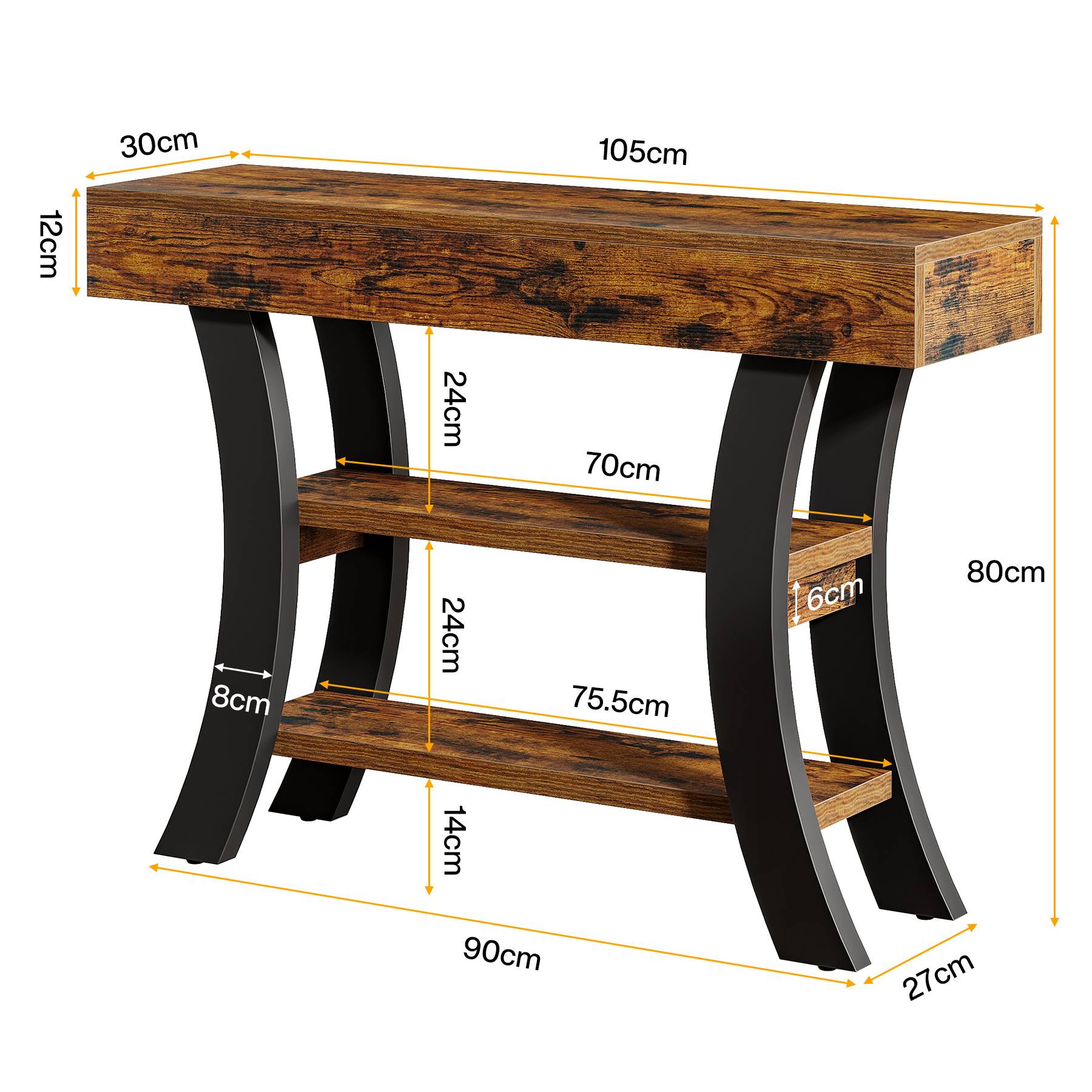 Tribesigns Console van 105 cm, banktafel met opbergvakken