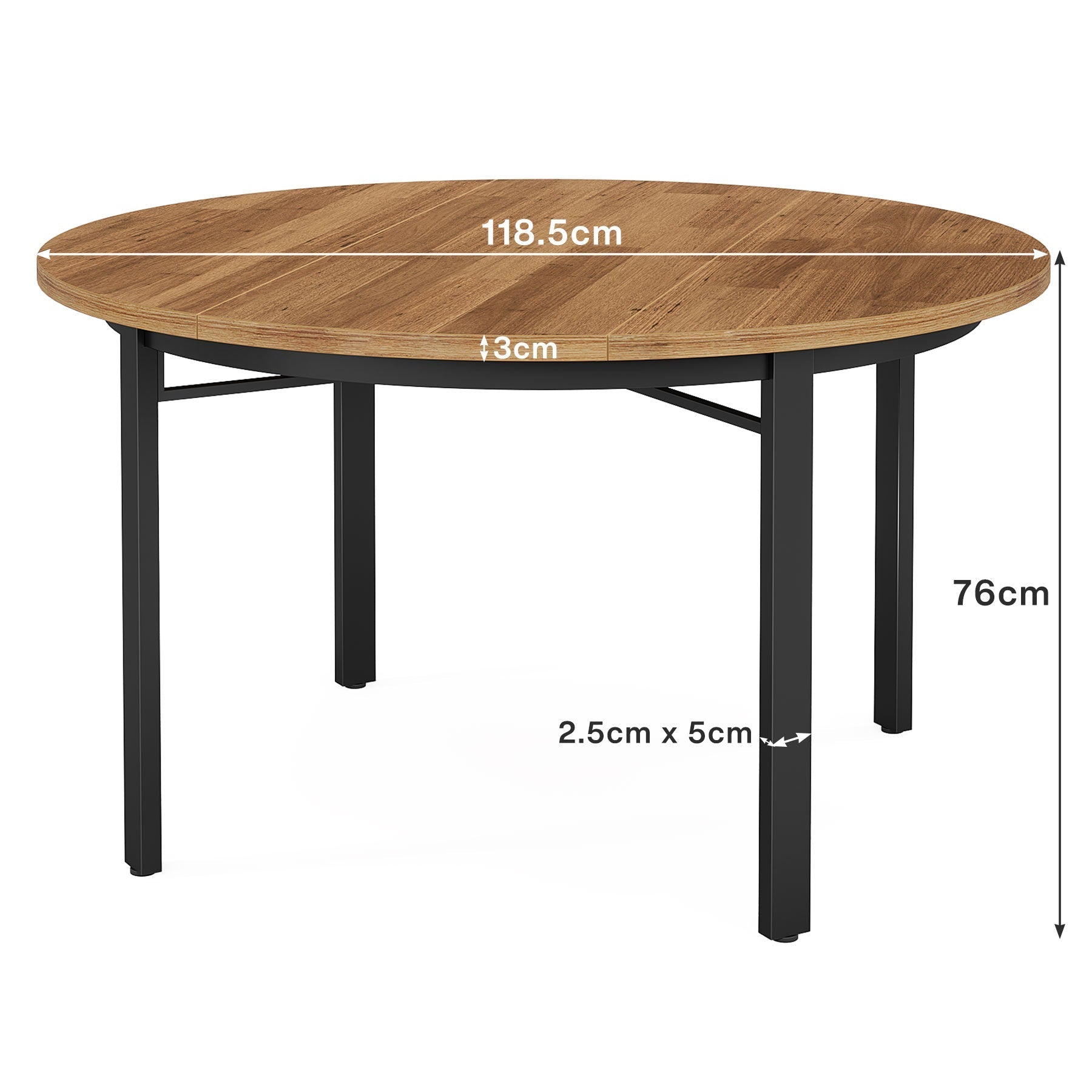 Tribesigns Ronde Eettafel, 118 cm Keukentafel Eettafel voor 4 personen