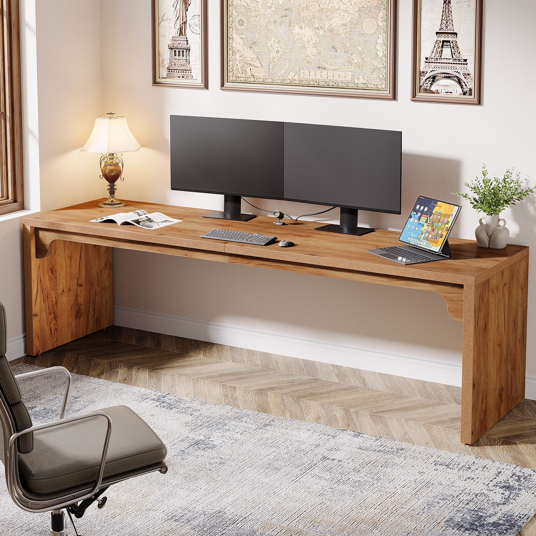 Tribesigns Bureau d'ordinateur, Bureau exécutif double de 180 cm de long