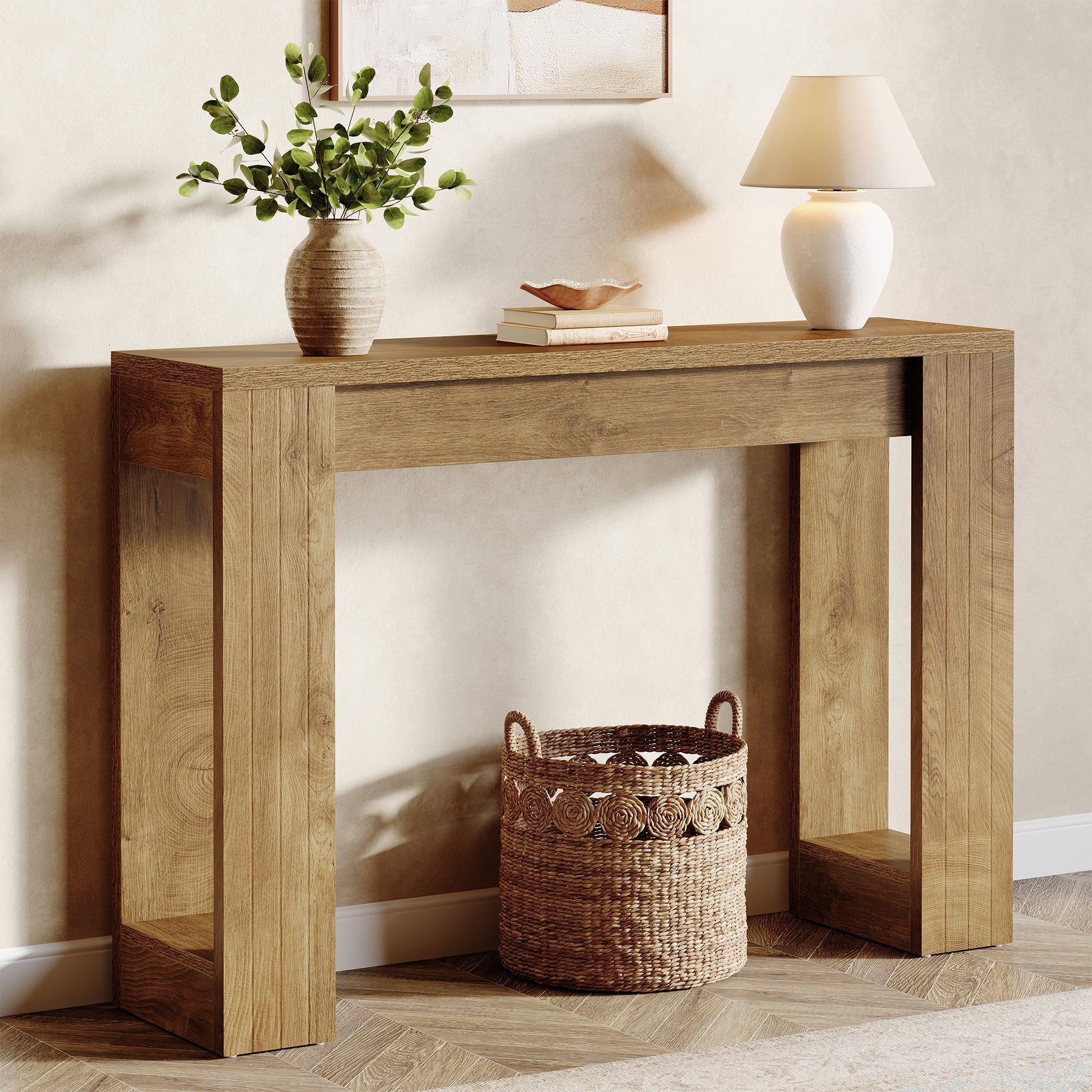Tribesigns Smalle Sidetable van 105 cm, Rustieke Consiletafel voor Hal en Woonkamer
