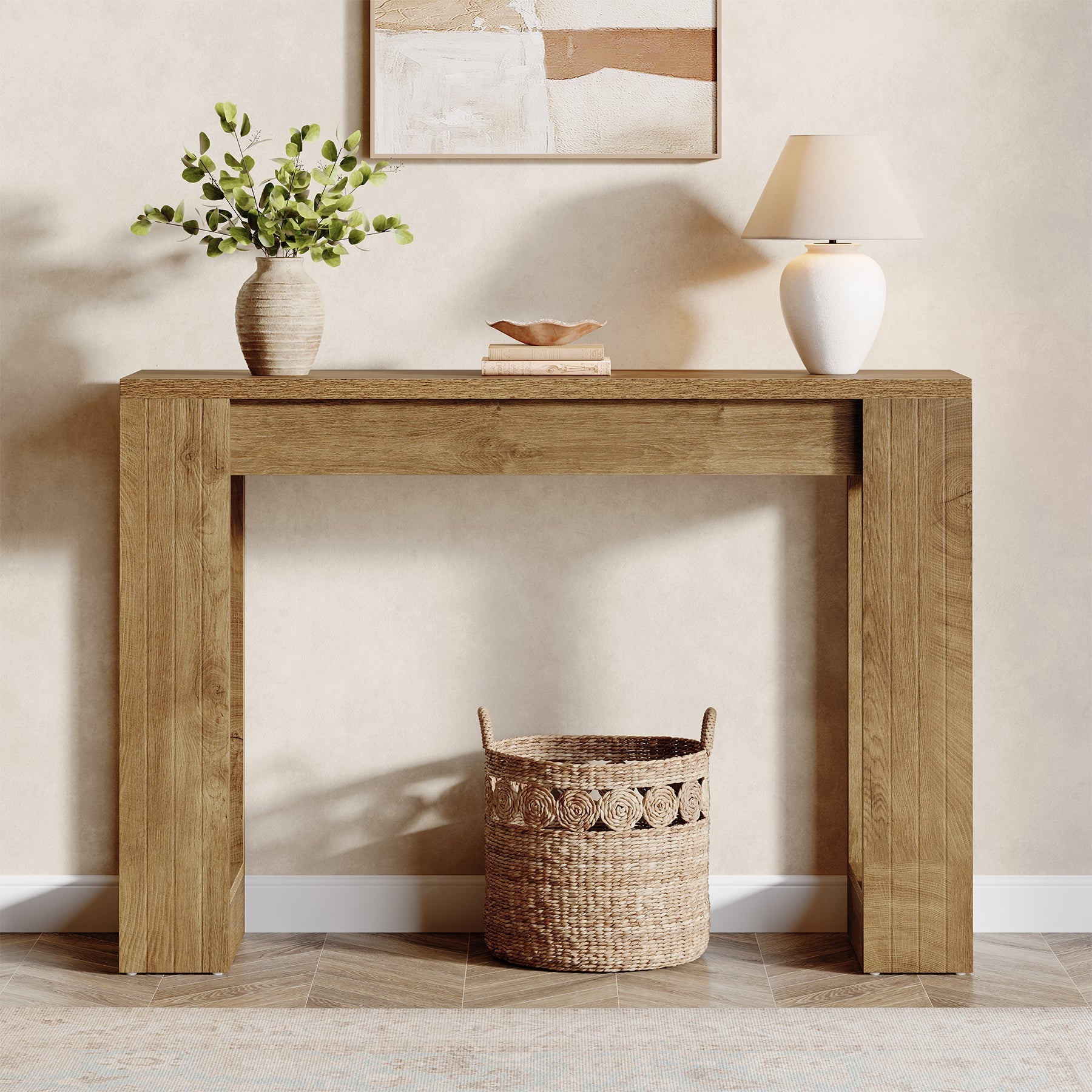 Tribesigns Smalle Sidetable van 105 cm, Rustieke Consiletafel voor Hal en Woonkamer