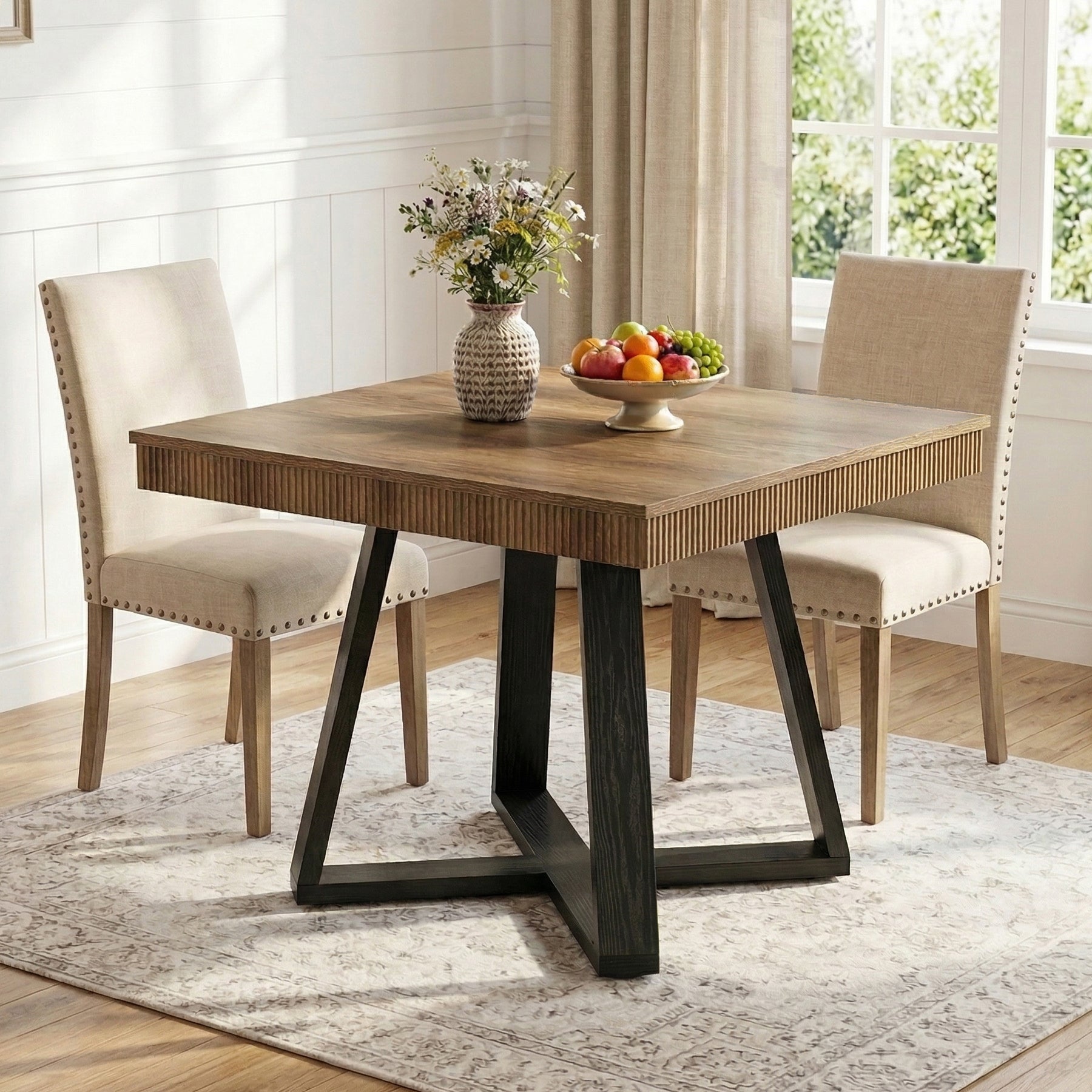 Tribesigns Petite table à manger carrée (80 x 80 cm) pour 2 à 4 personnes, Table de cuisine compacte avec piètement en X