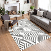 Tribesigns Tapis Minimalistes Motif Labyrinthe, Tapis Géométriques Modernes Antidérapants à Poils Ras pour Salon, Certifiés OEKO-TEX 3