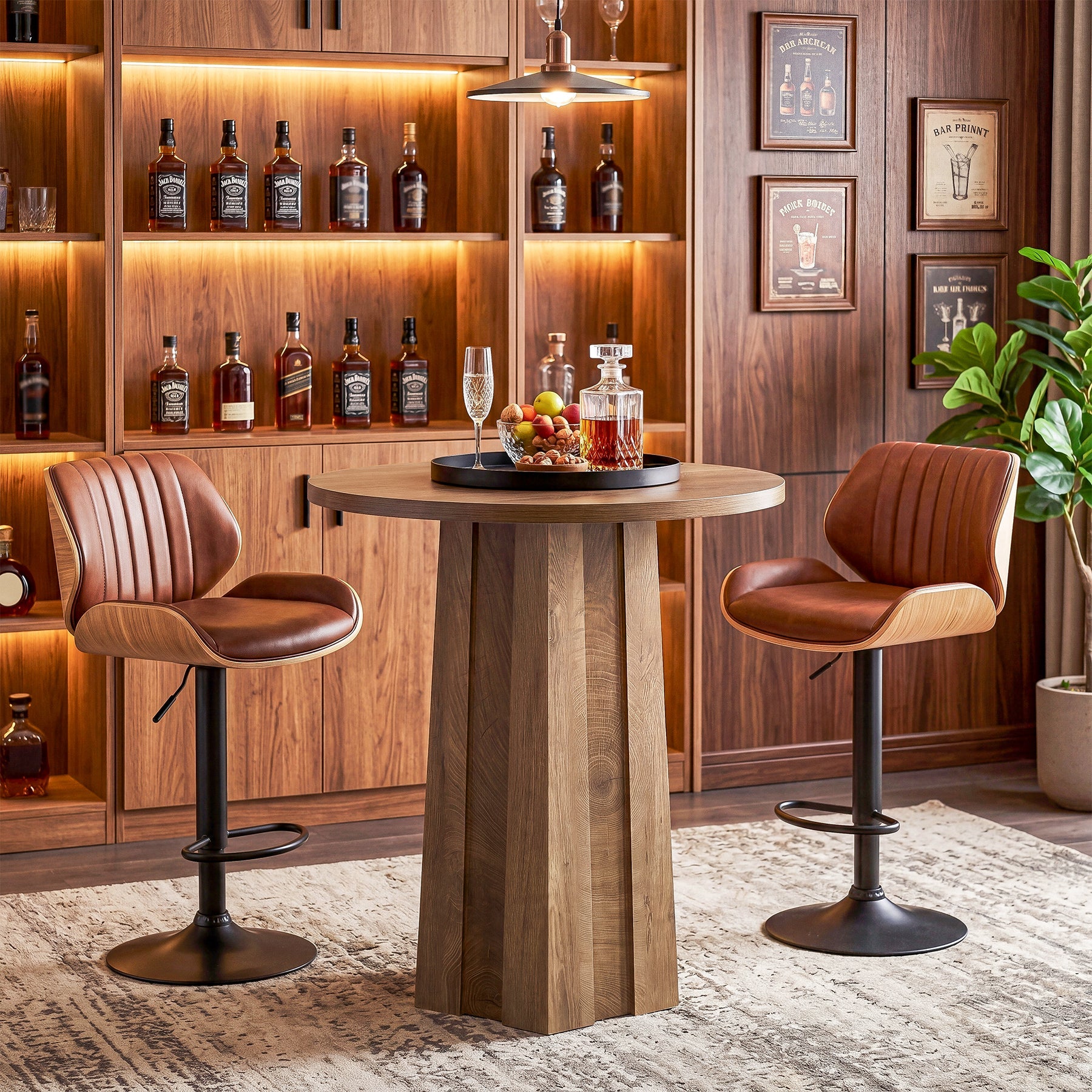 Tribesigns Table de Bar Ronde de 80 cm avec Pied Central Rainuré, Table de Bistrot Moderne