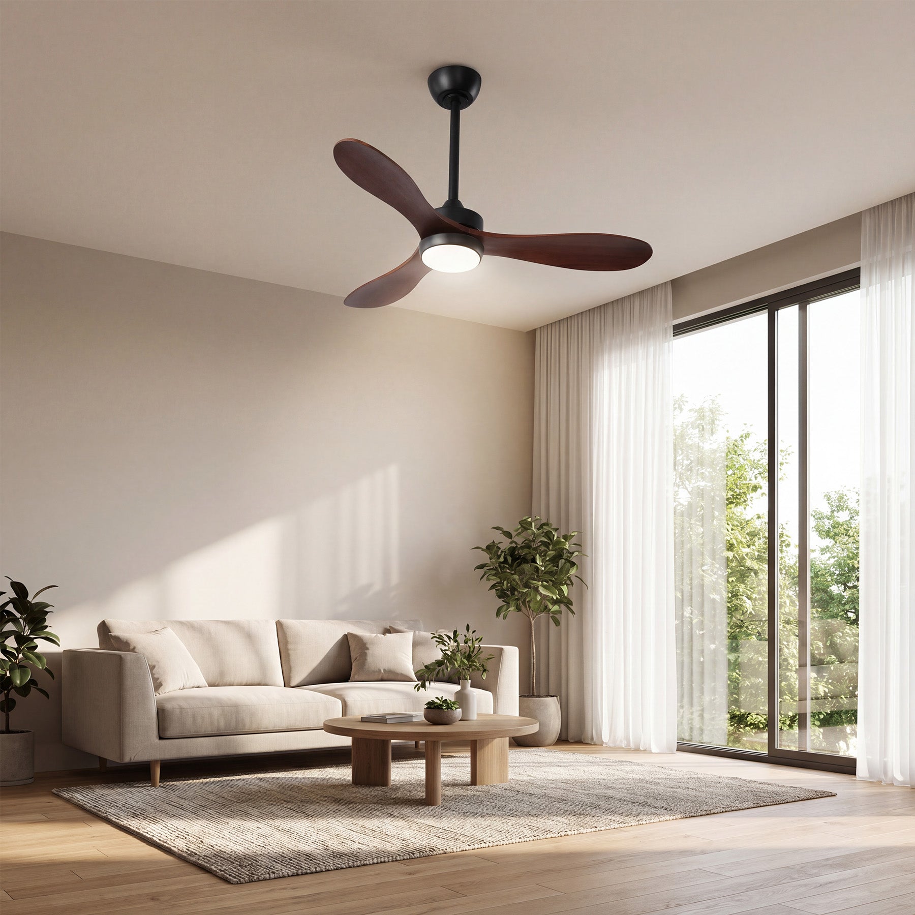 Tribesigns Ventilateur de plafond de 106 cm avec éclairage, Ventilateur de plafond LED avec télécommande moteur CC réversible 6 vitesses