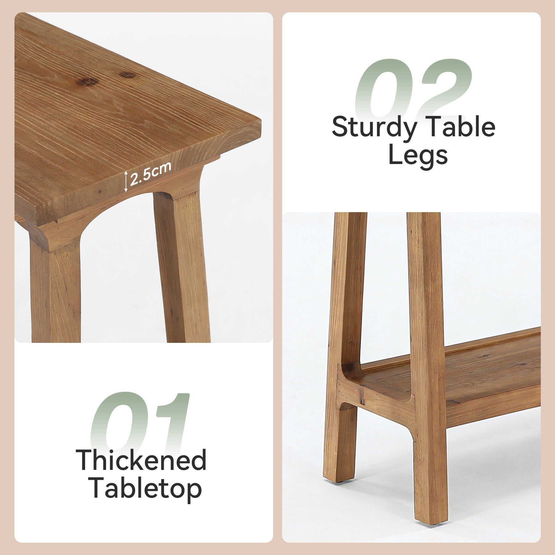 Tribesigns Console en Bois Massif de 100 cm, Étroite avec 2 Niveaux, Idéale pour l’Entrée