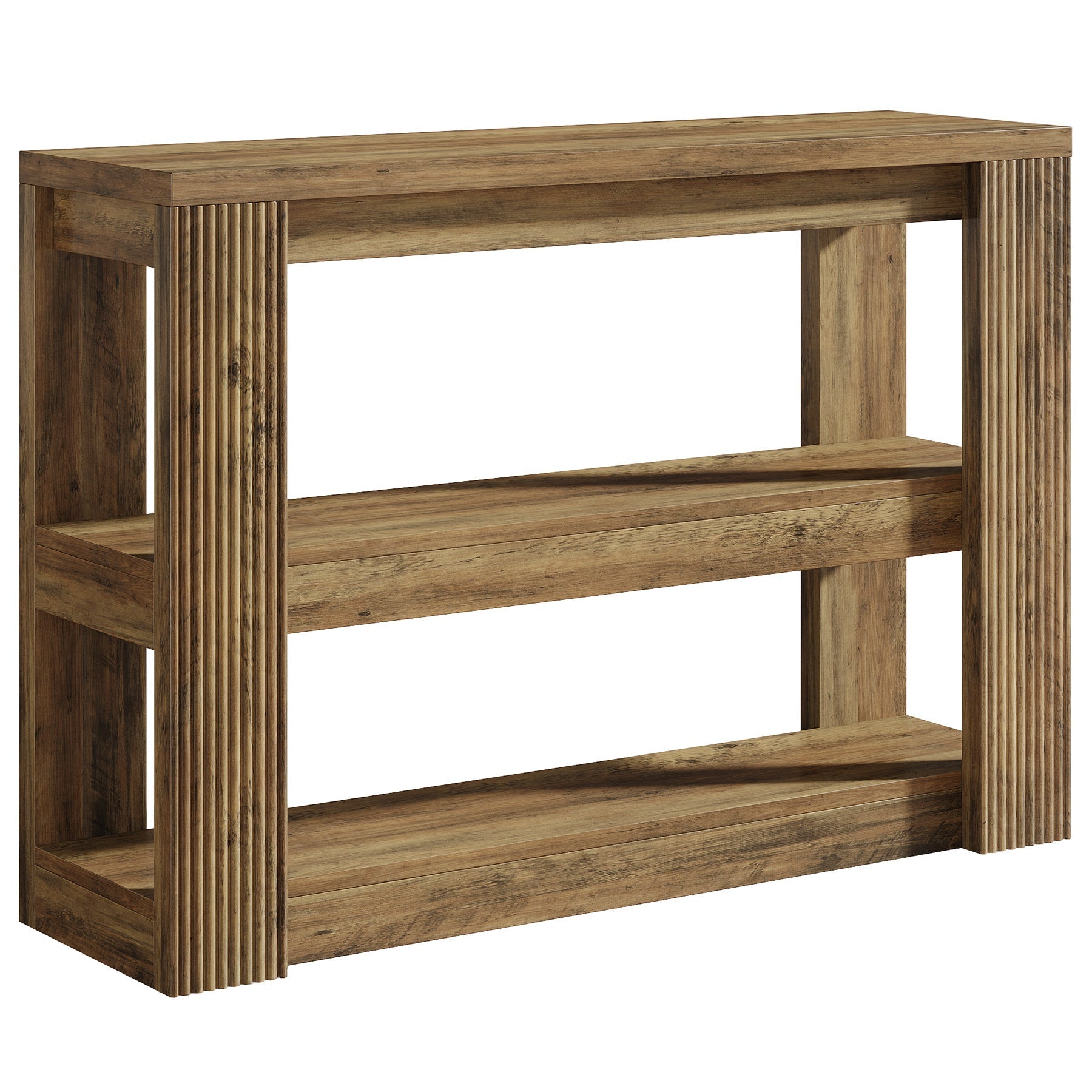 Tribesigns Console étroite 105 cm, Table basse de style campagnard à 3 niveaux avec étagères