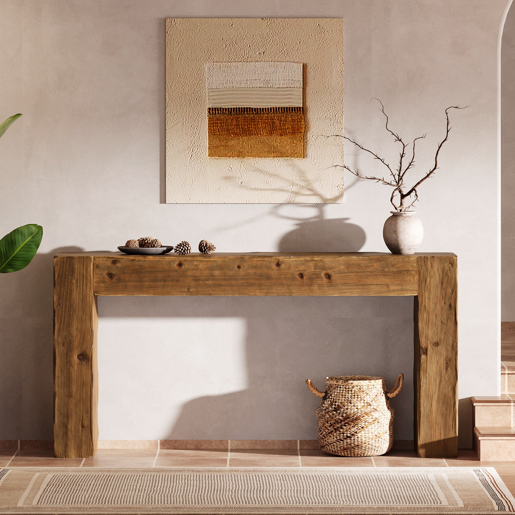 Tribesigns Console en bois de 160 cm, table de canapé rustique pour entrée