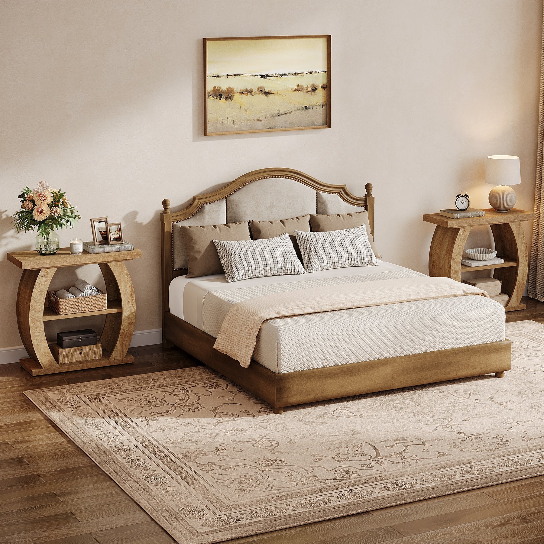 Tribesigns Smalle Bijzettafel voor Woonkamer of Slaapkamer, 60 cm Tafel met 3 Opbergniveaus