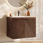 Tribesigns Meuble de Salle de Bain Suspendu 60 cm avec Vasque en Céramique 3