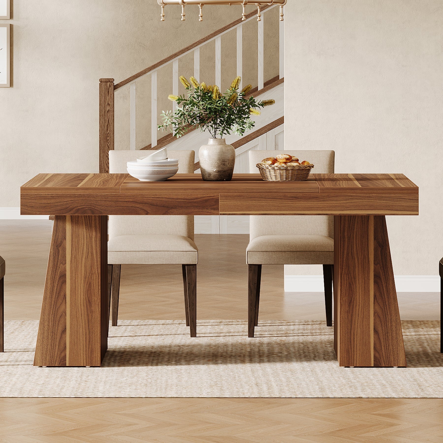 Tribesigns Table à manger 140 cm, Table de cuisine en bois pour 4 à 6 personnes