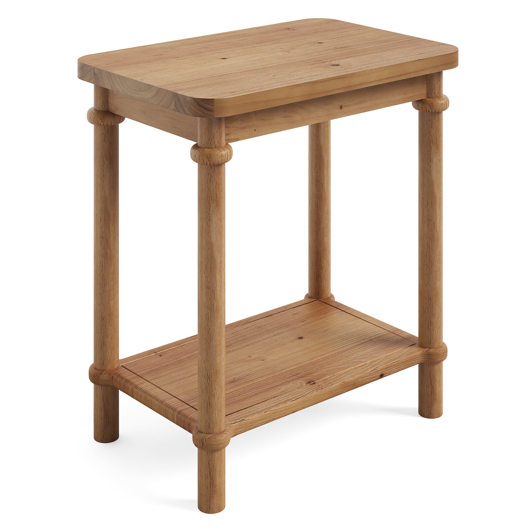 Tribesigns Table d’Appoint Country en Bois Massif à 2 Niveaux, 60 x 40 x 65 cm, Angles Arrondis