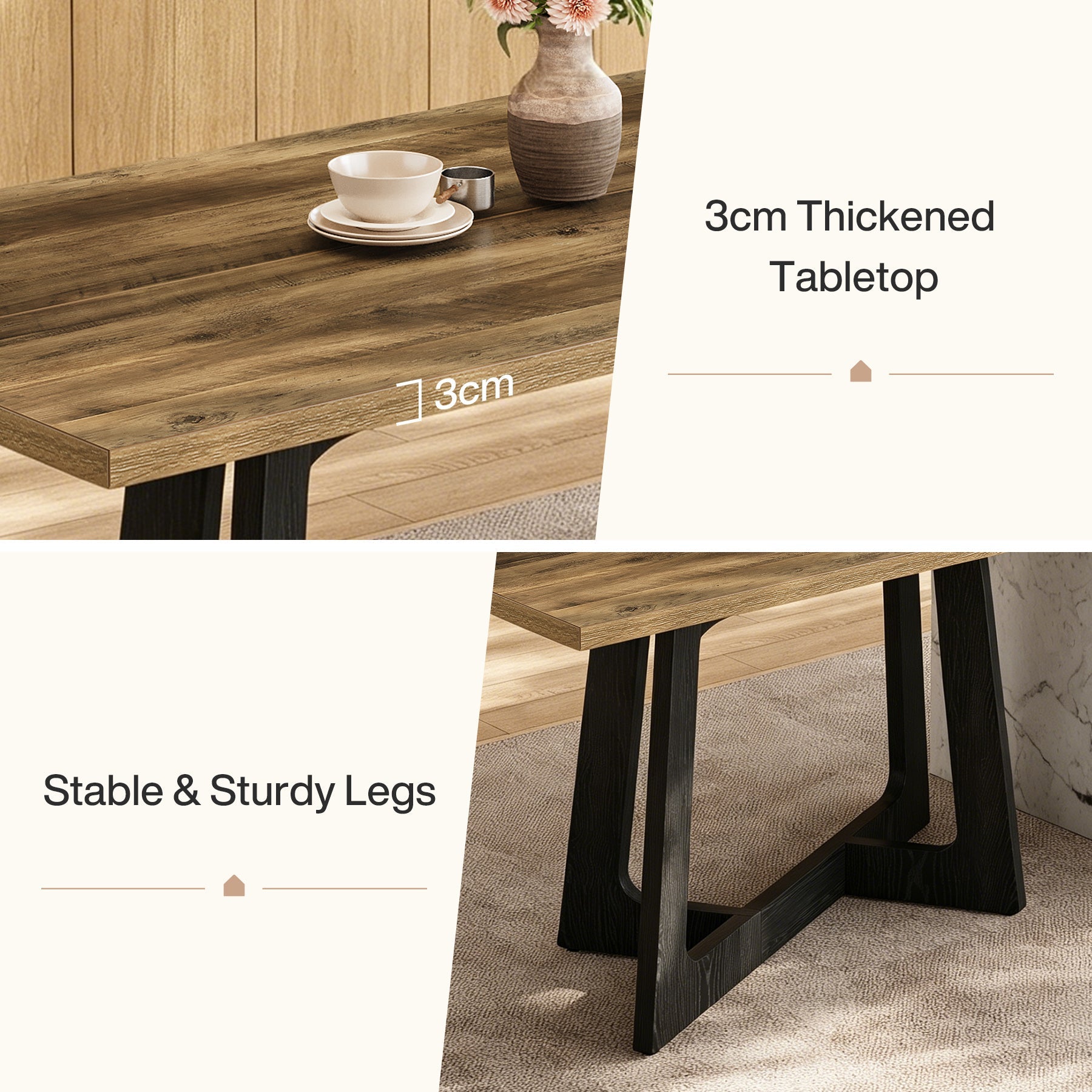 Tribesigns Table à Manger 120 x 79 cm pour 2 à 4 Personnes, Table de Cuisine Rustique avec Base Robuste pour Petits Espaces