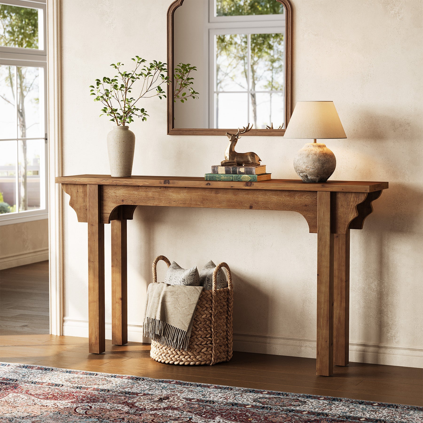 Tribesigns Console de 160 cm, Table d’Entrée en Bois Massif pour Salon