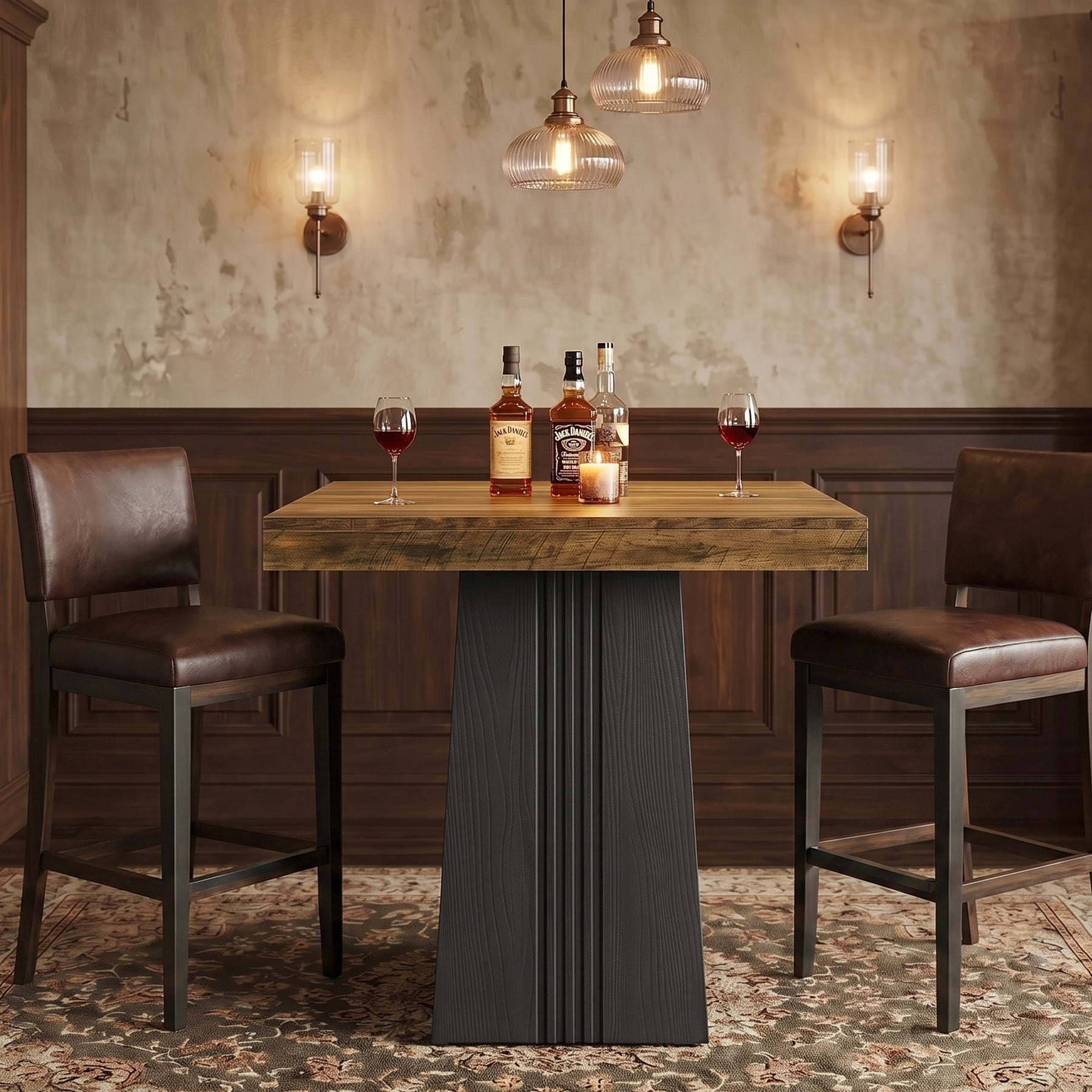 Tribesigns Table de Bar Carrée 80 cm, Hauteur 90 cm, Style Bistro avec Pieds Cannelés