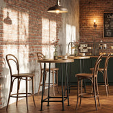 Tribesigns Table de bar ronde de 95 cm avec repose-pieds en métal, Table haute de style industriel pour cuisine et bistro (table seule) 3
