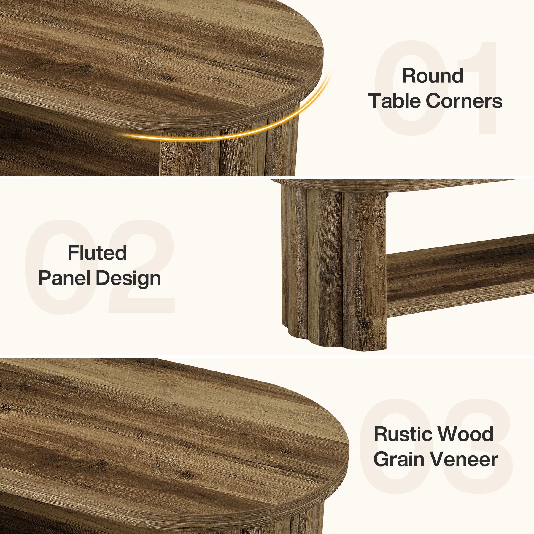Tribesigns Table Basse Ovale 120 cm avec Rangement pour Salon
