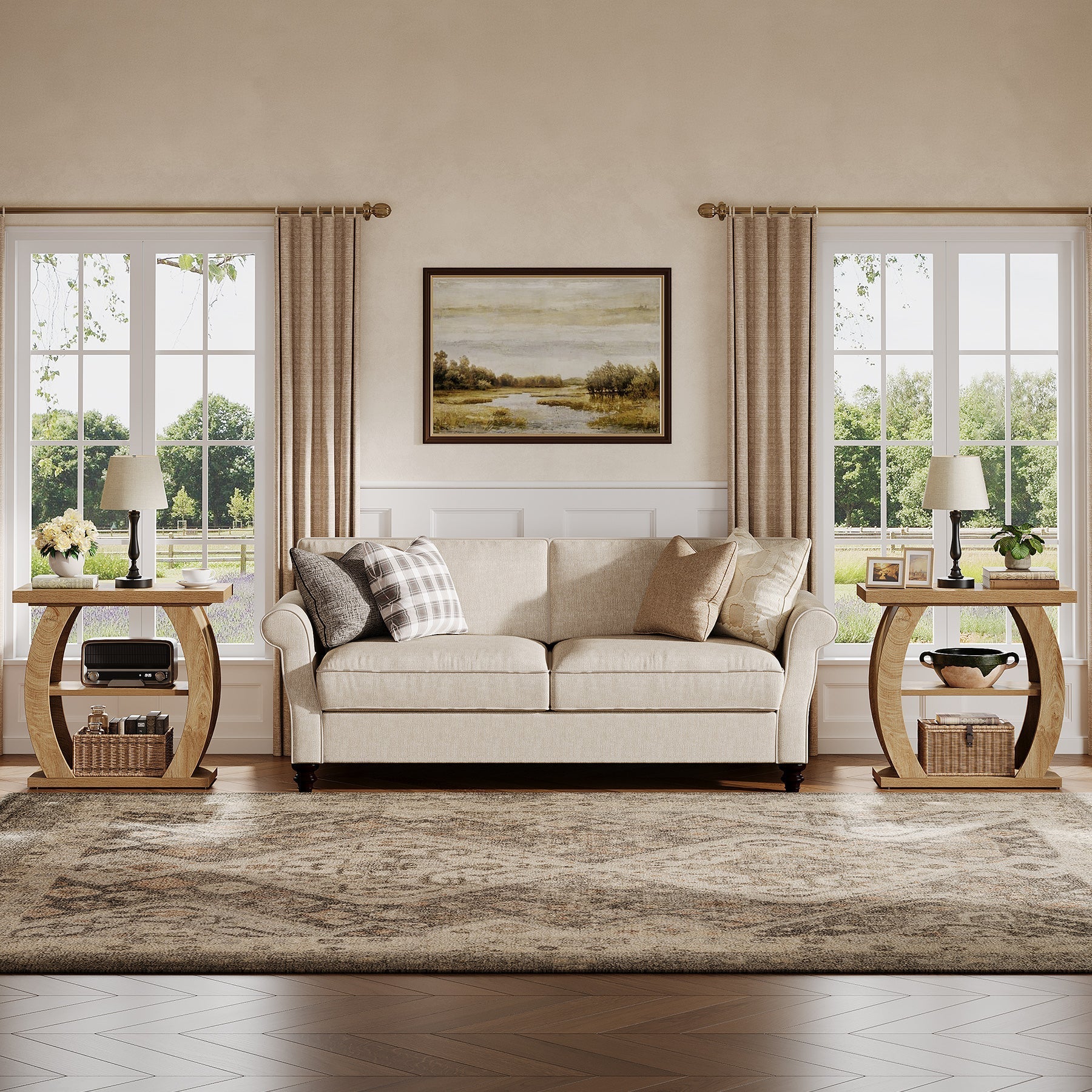 Tribesigns Smalle Bijzettafel voor Woonkamer of Slaapkamer, 60 cm Tafel met 3 Opbergniveaus