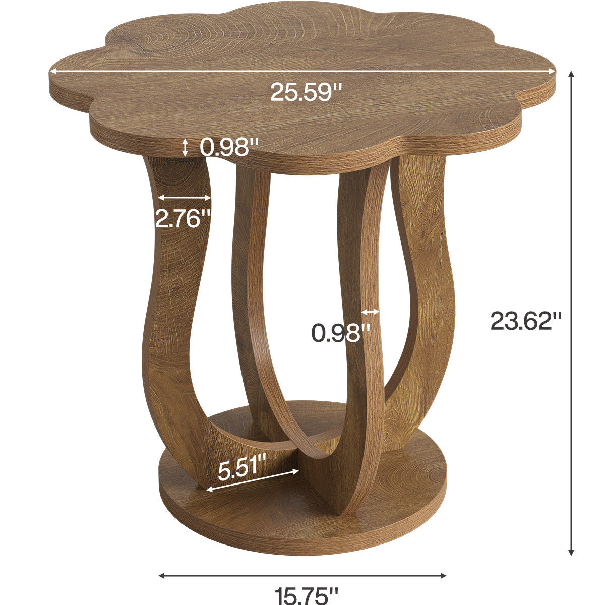 Tribesigns Table d’appoint moderne de 65 cm, plateau en forme de fleur et pied artistique