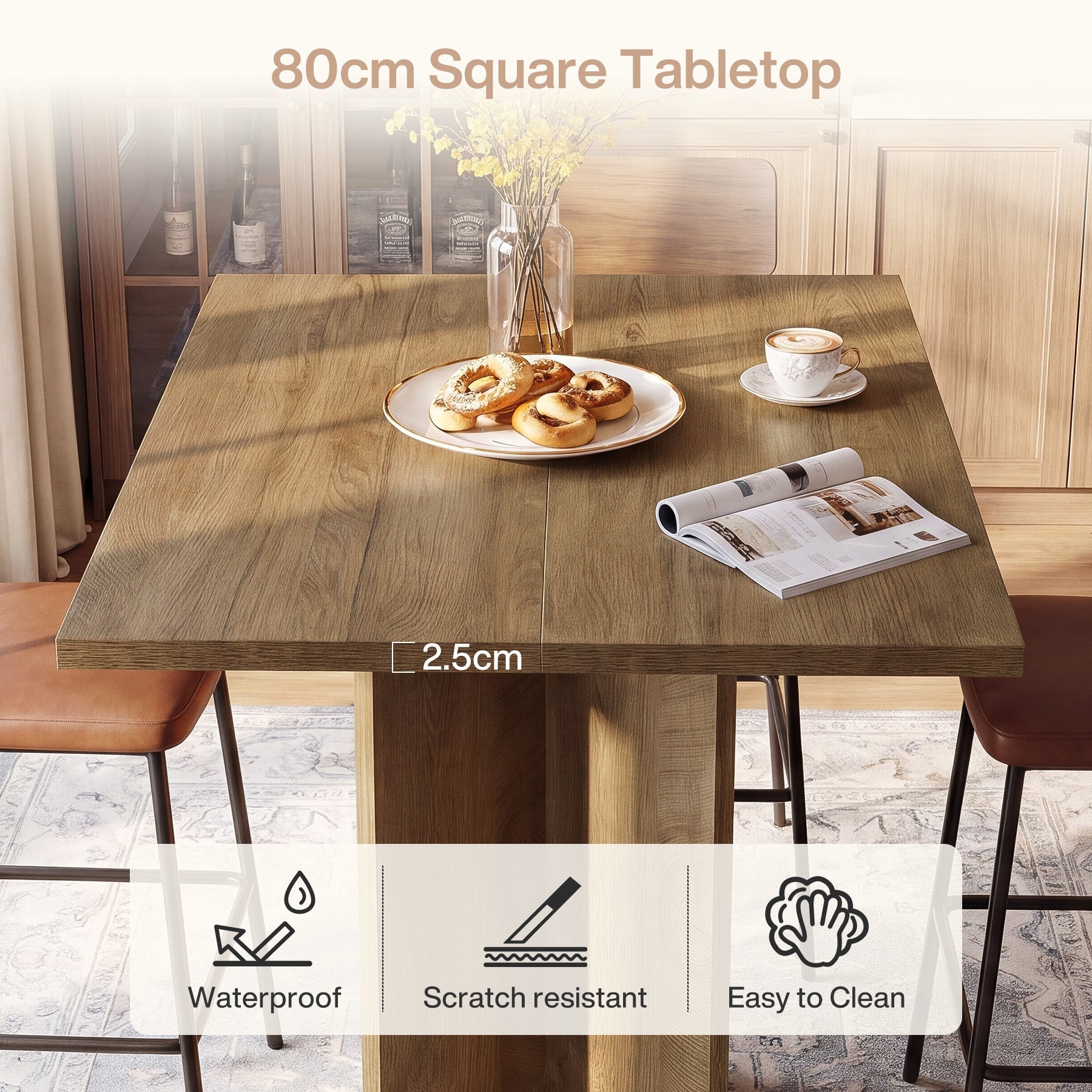 Tribesigns Table Haute de 90 cm, Table de Bistrot et de Pub pour Salle à Manger