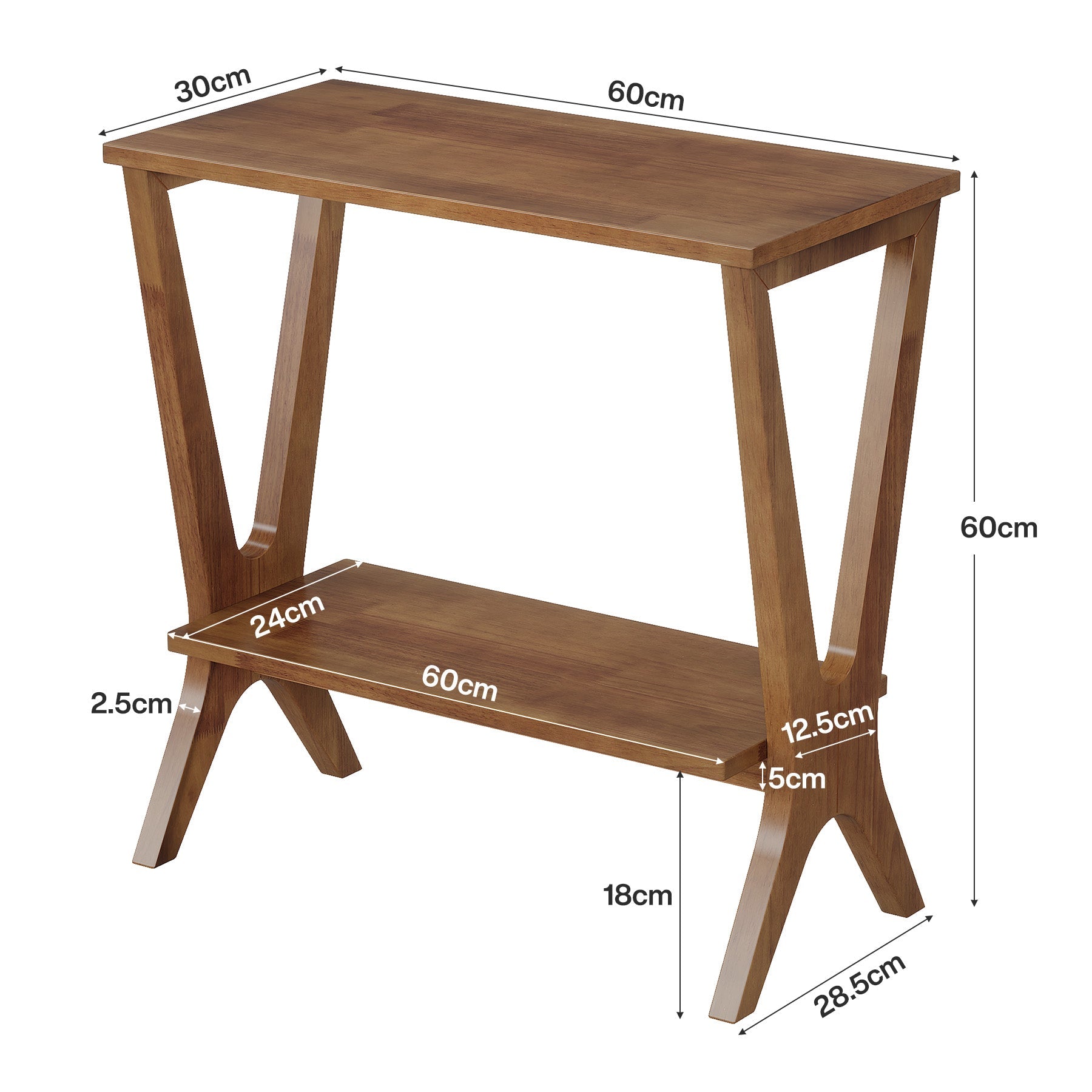 Tribesigns Table d’Appoint en Bois Massif à 2 Niveaux, Table de Chevet Étroite