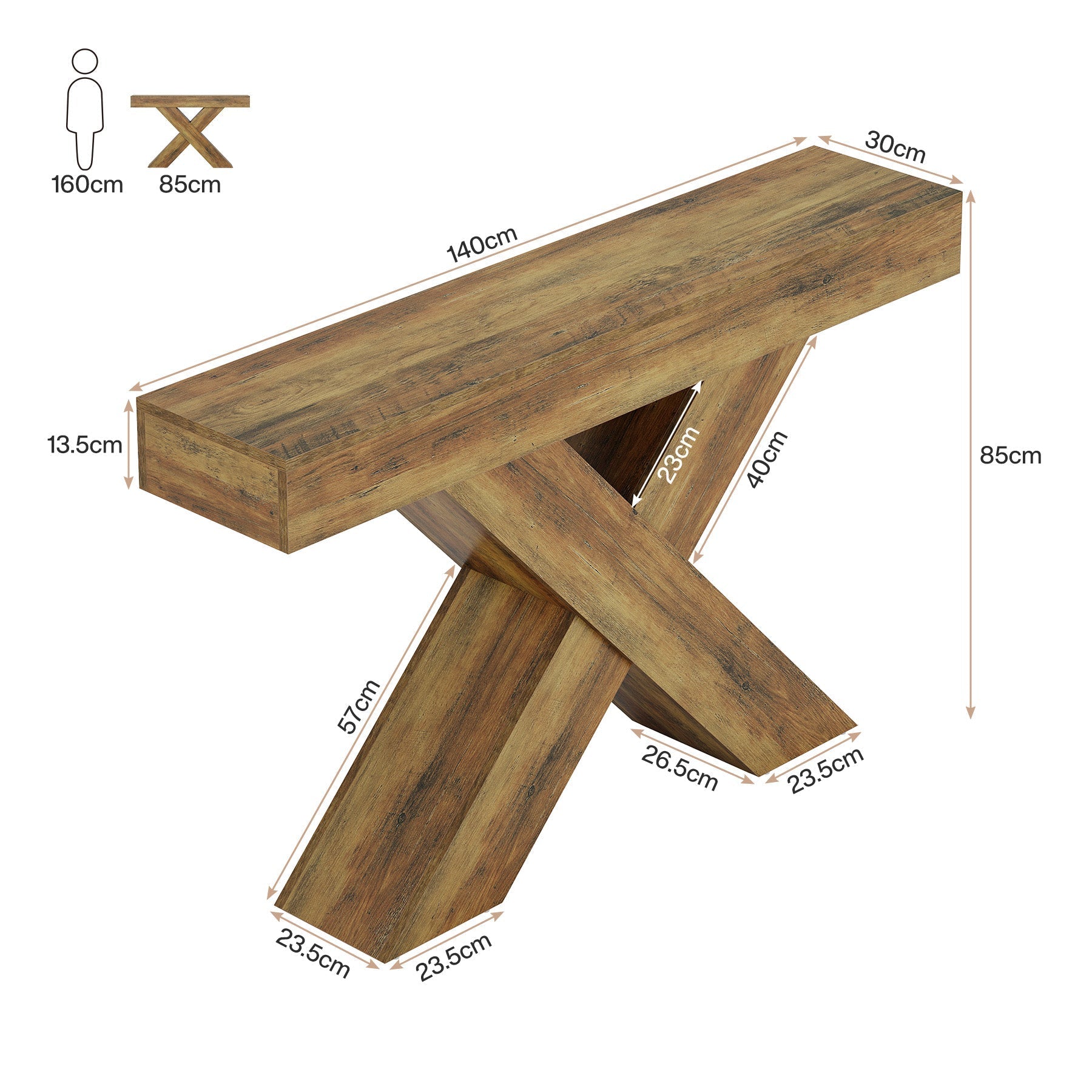 Tribesigns Console van 140 cm, Houten bijzettafel met uniek design