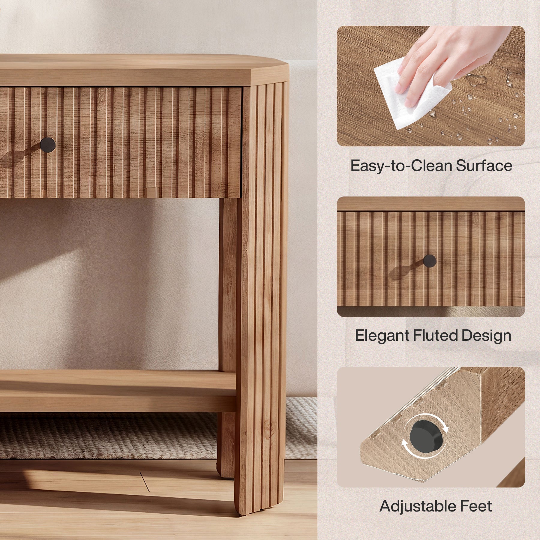 Console de 150 cm avec 2 tiroirs, Table d'entrée étroite et moderne avec étagère et rangement
