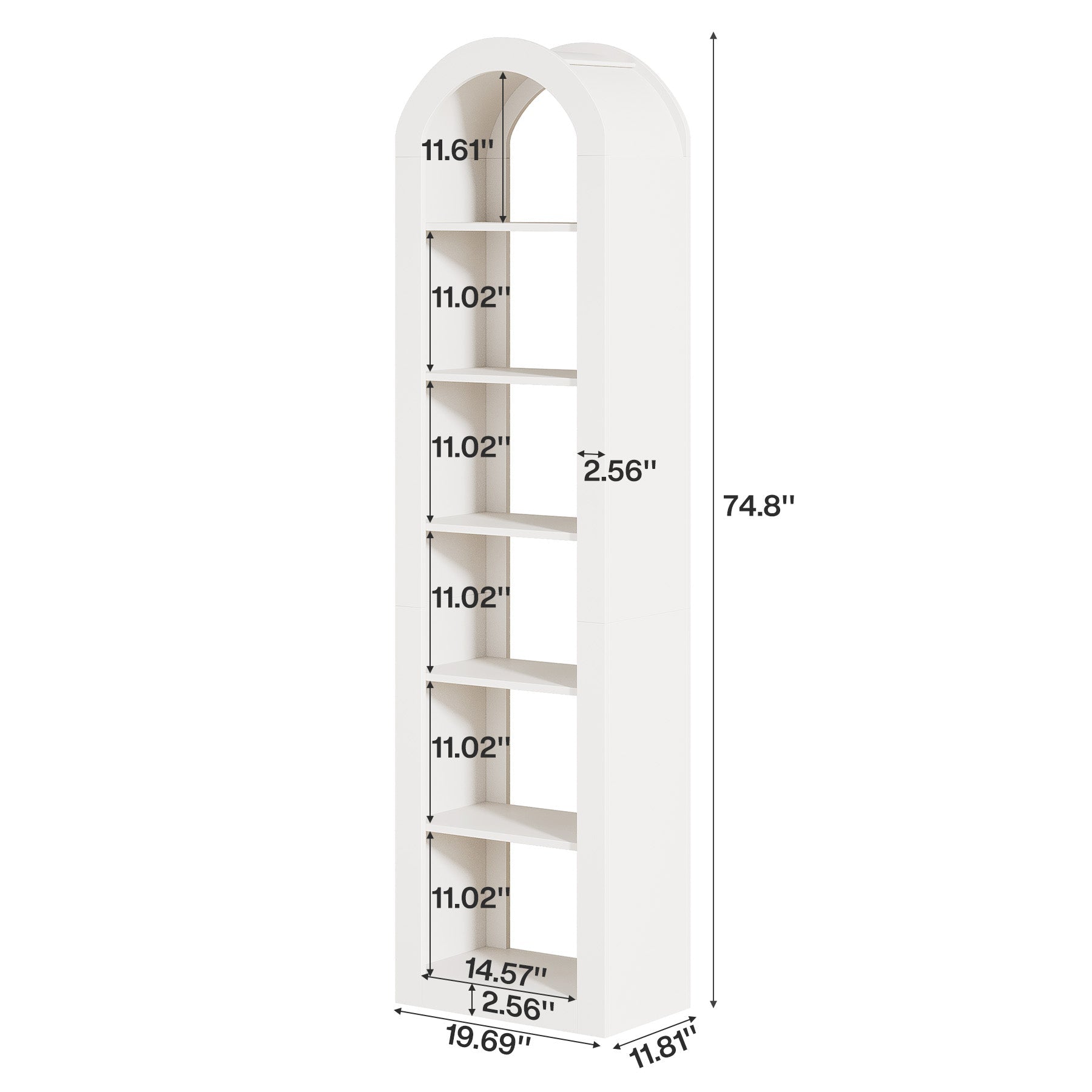 Tribesigns Bibliothèque Haute Arquée 190 cm, Étagère Autoportante Étroite à 6 Niveaux