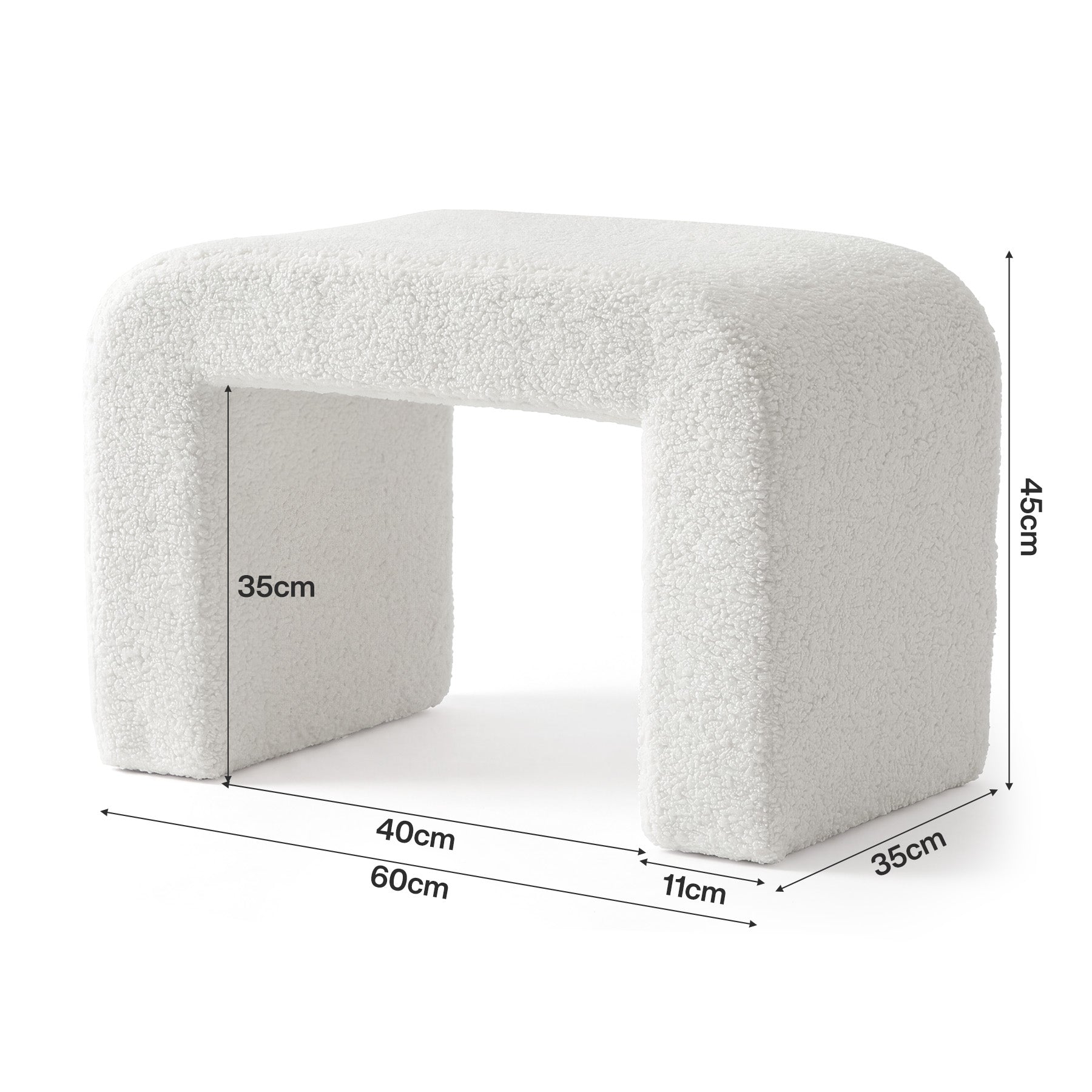 Tribesigns Pouf Rembourré en Sherpa, Tabouret de Coiffeuse Moderne en Tissu Bouclé