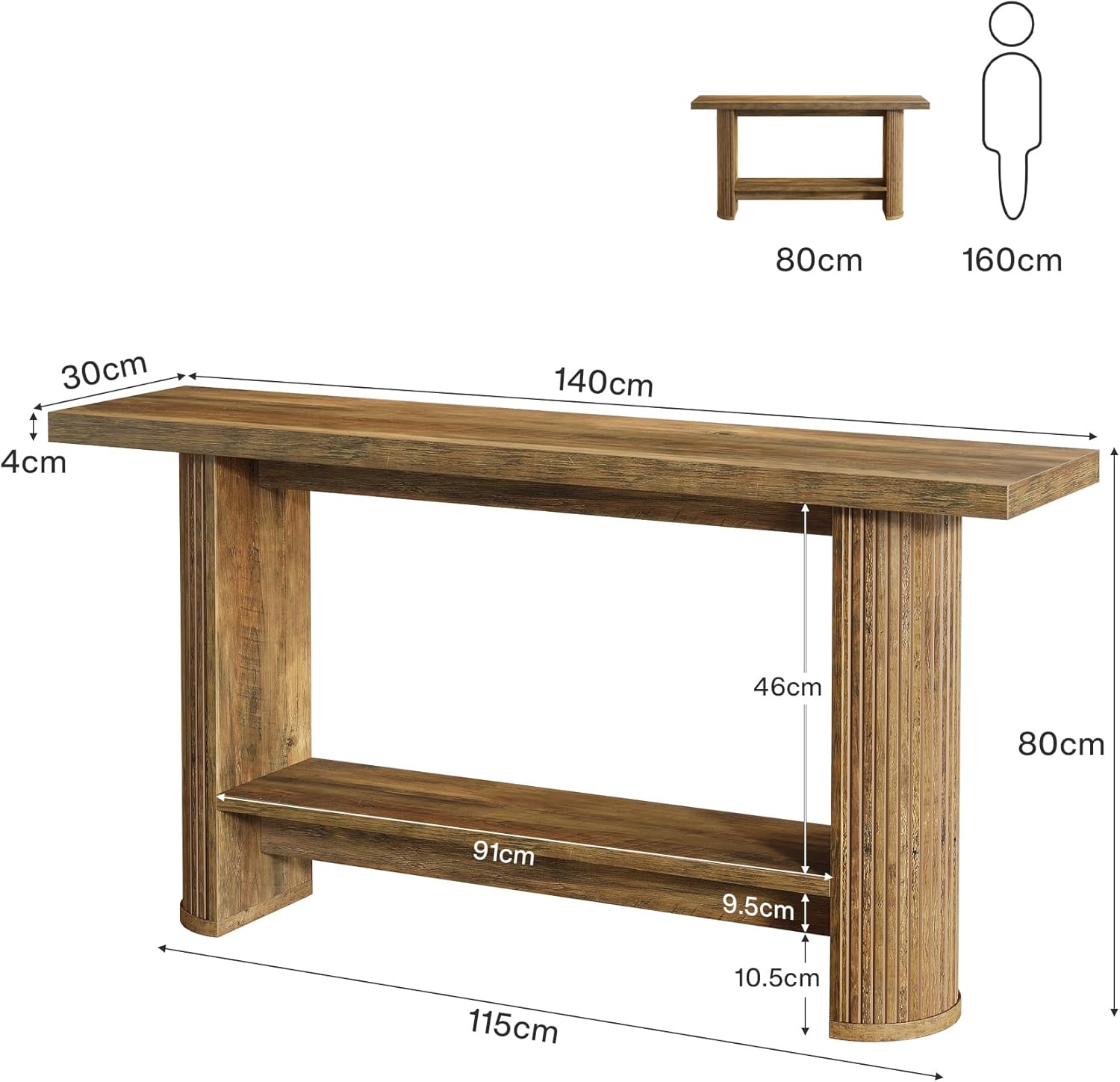 Tribesigns Console de style maison de campagne de 140 cm, Table étroite pour couloir et canapé