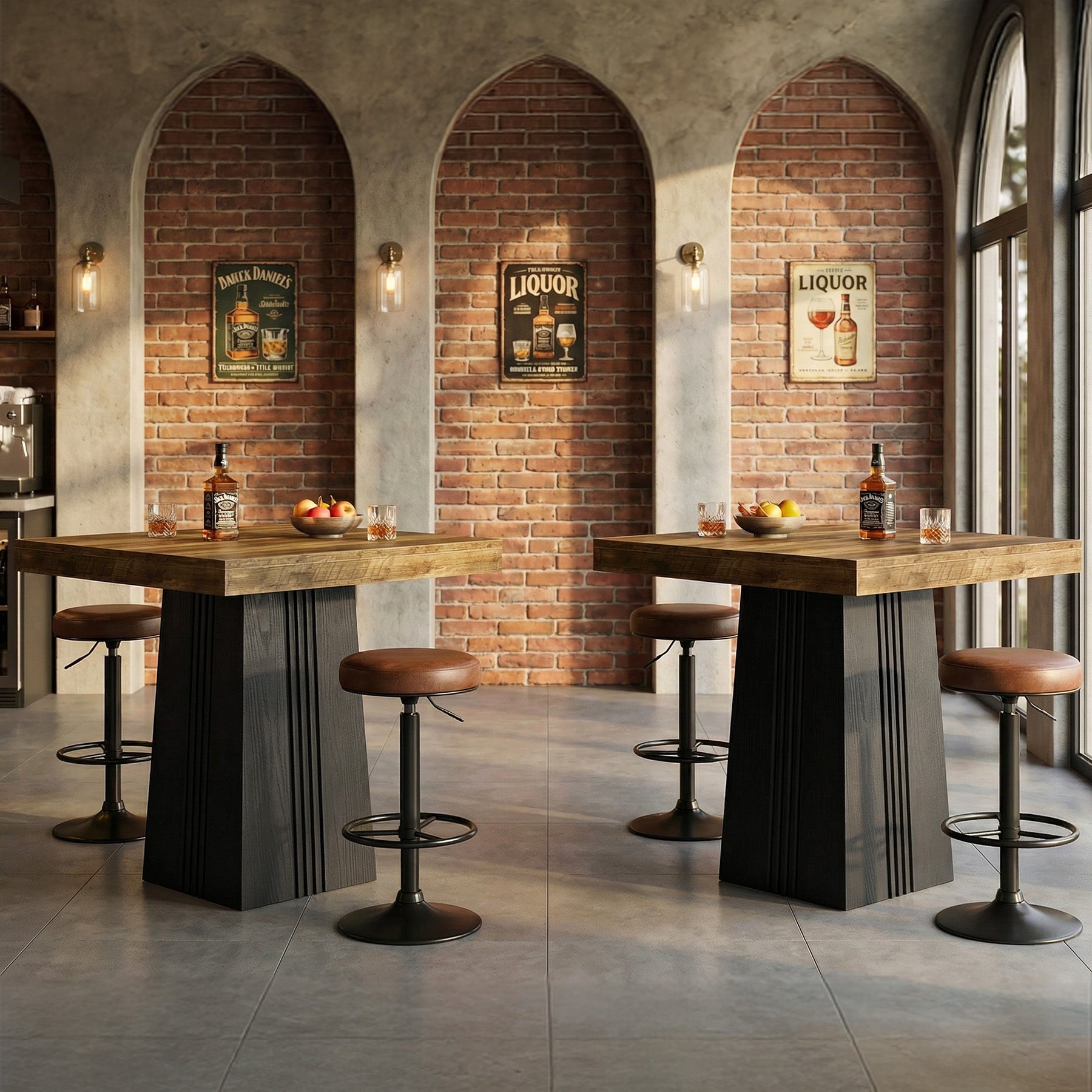 Tribesigns Table de Bar Carrée 80 cm, Hauteur 90 cm, Style Bistro avec Pieds Cannelés