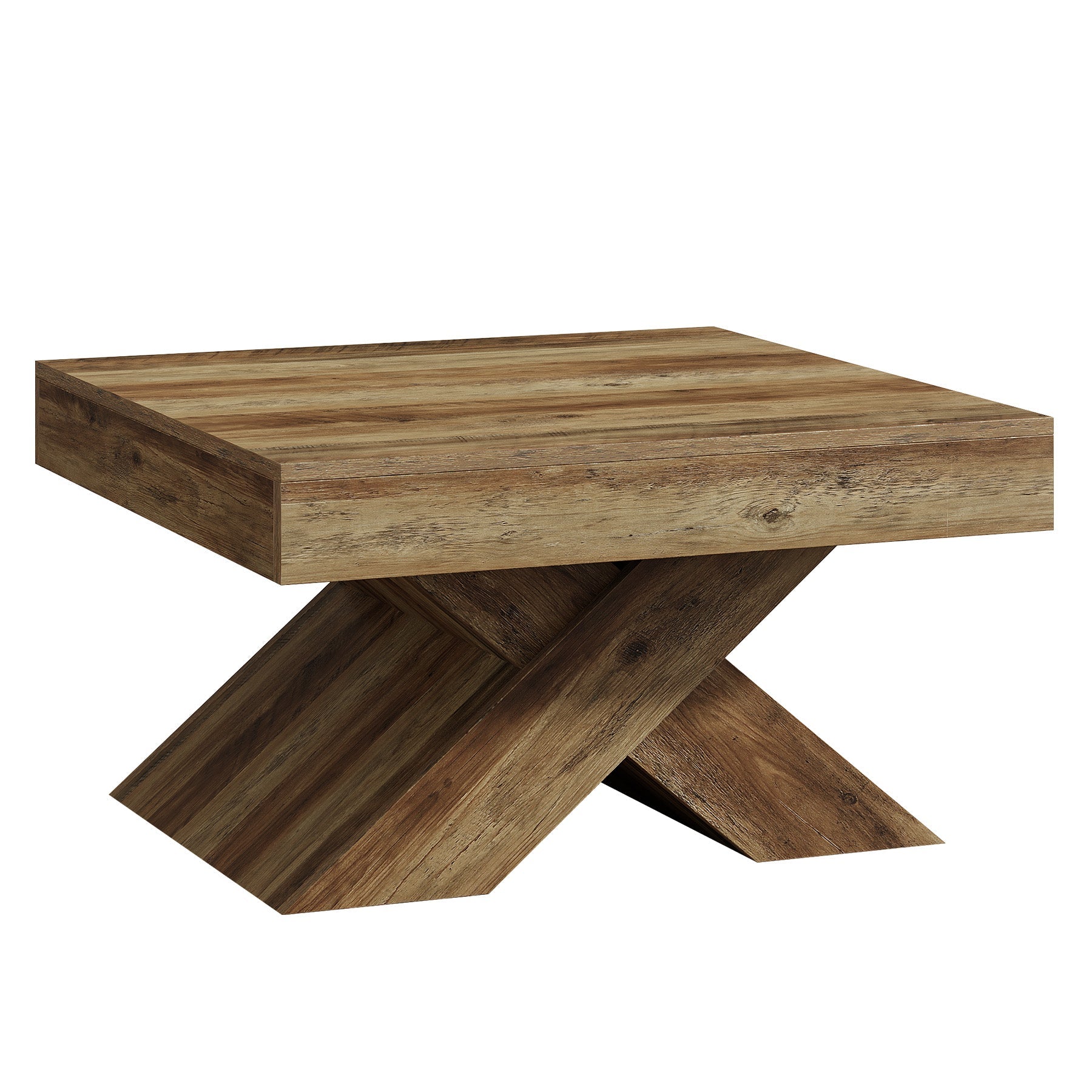 Tribesigns Table Basse Carrée de 80 cm, Table Rustique pour Petits Espaces avec Base en X