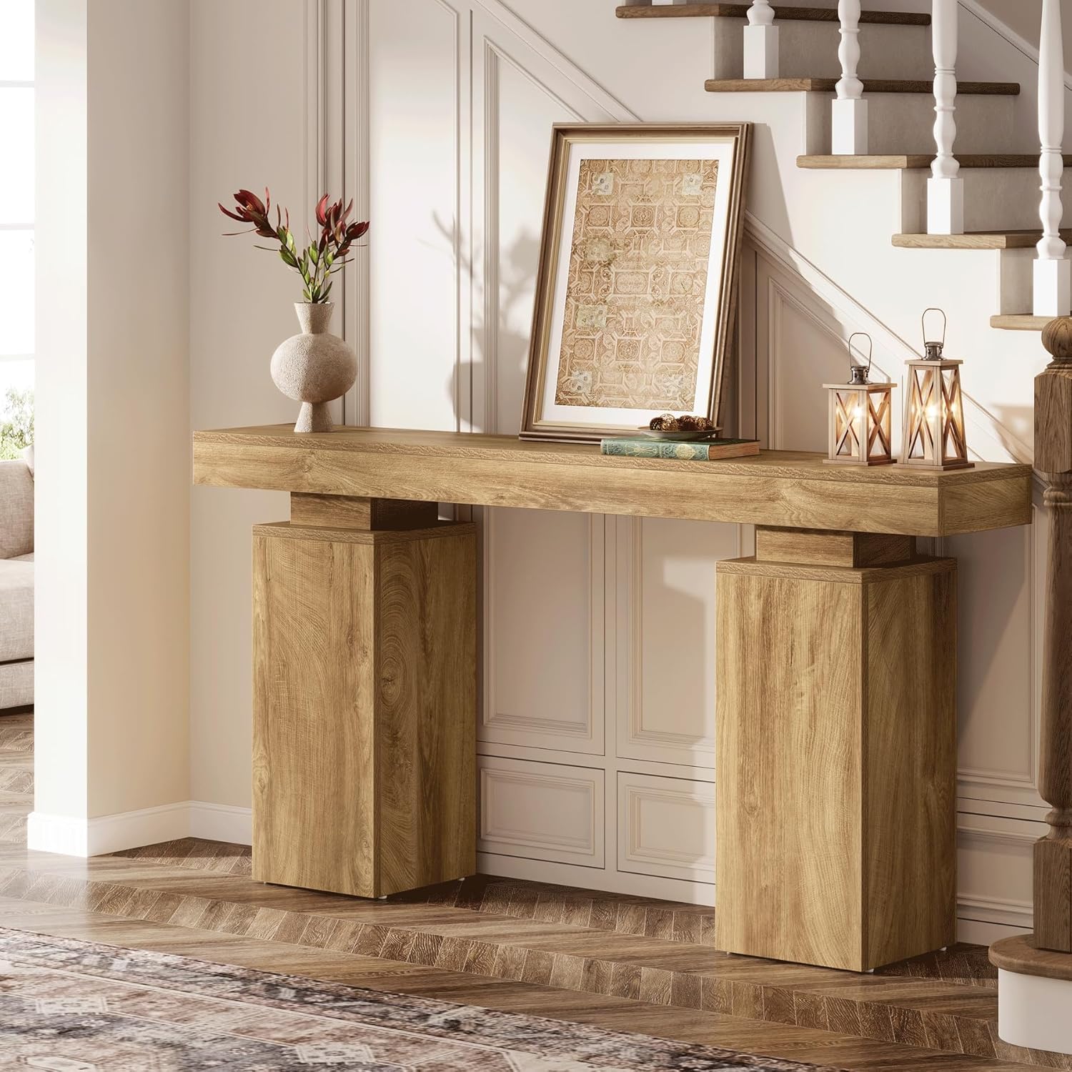 Tribesigns Console van 160 cm, Landelijke Houten Haltafel voor Woonkamer en Gang
