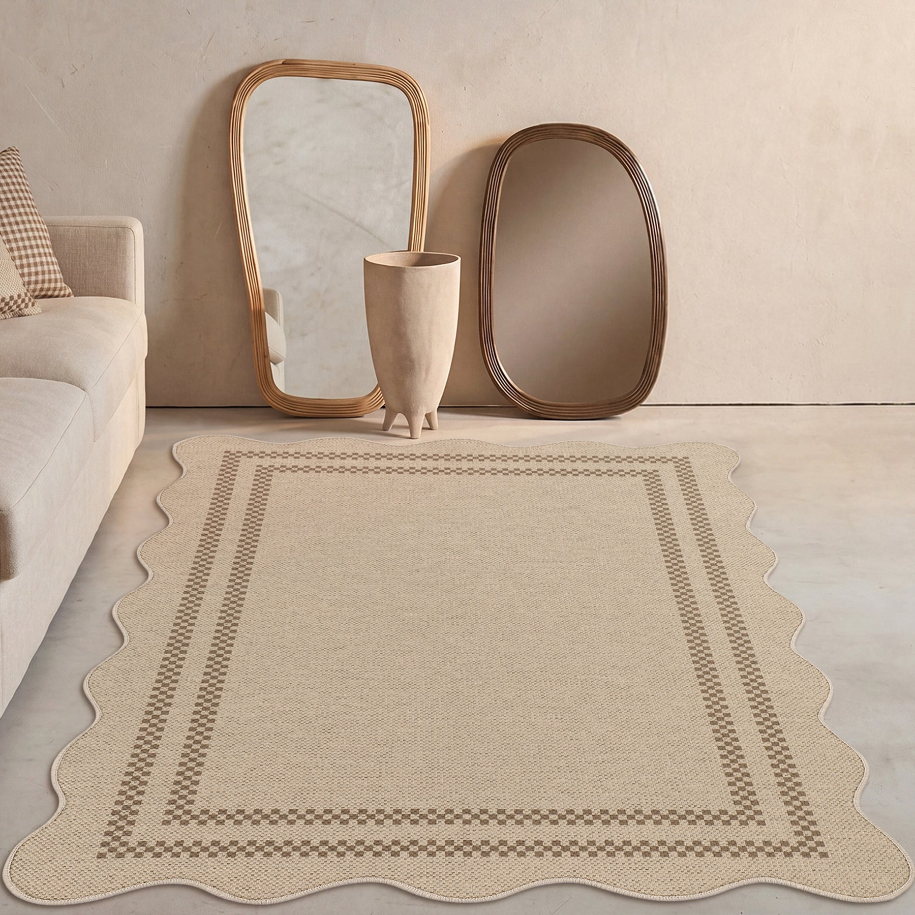 Tribesigns Tapis Effet Jute 160 x 230/200 x 300 cm avec Bordure Style Campagne, Lavable et Antidérapant, pour Cuisine et Salon, Certifié OEKO-TEX