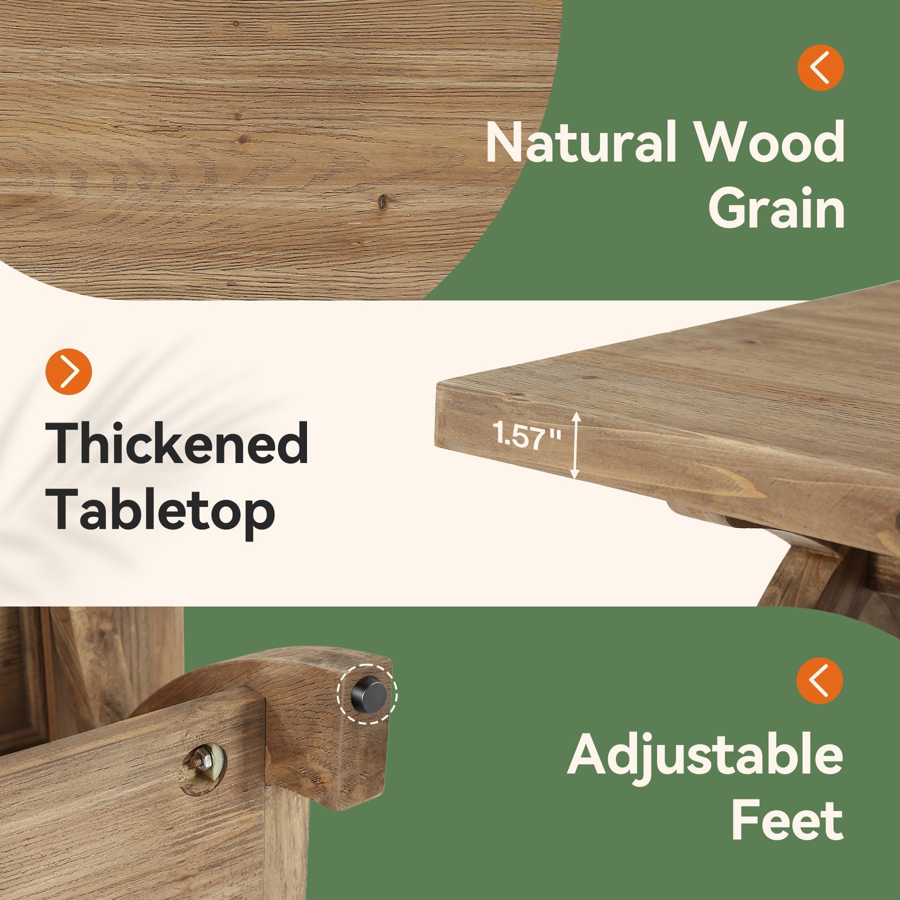 Table basse rectangulaire en bois massif avec étagère et piètement en X, idéale pour le salon