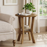 Tribesigns Table d’Appoint Ronde 48 cm à 2 Niveaux, Style Campagne Vintage 3