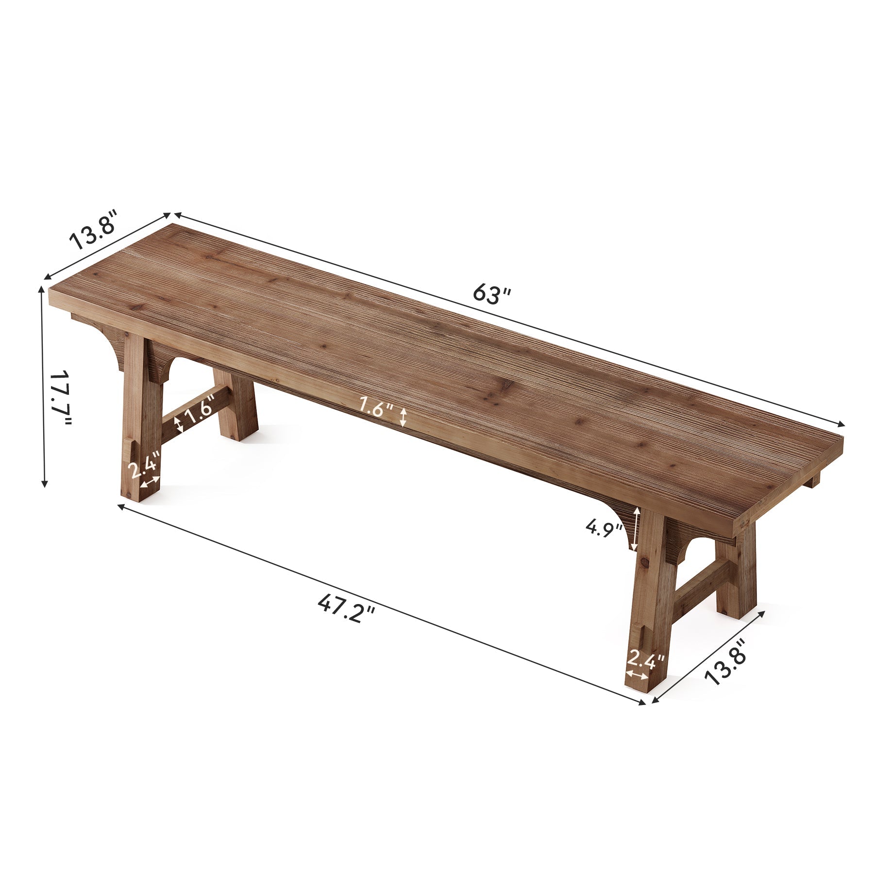 Tribesigns Banc Long 160 cm en Bois Massif avec Base Robuste pour Entrée