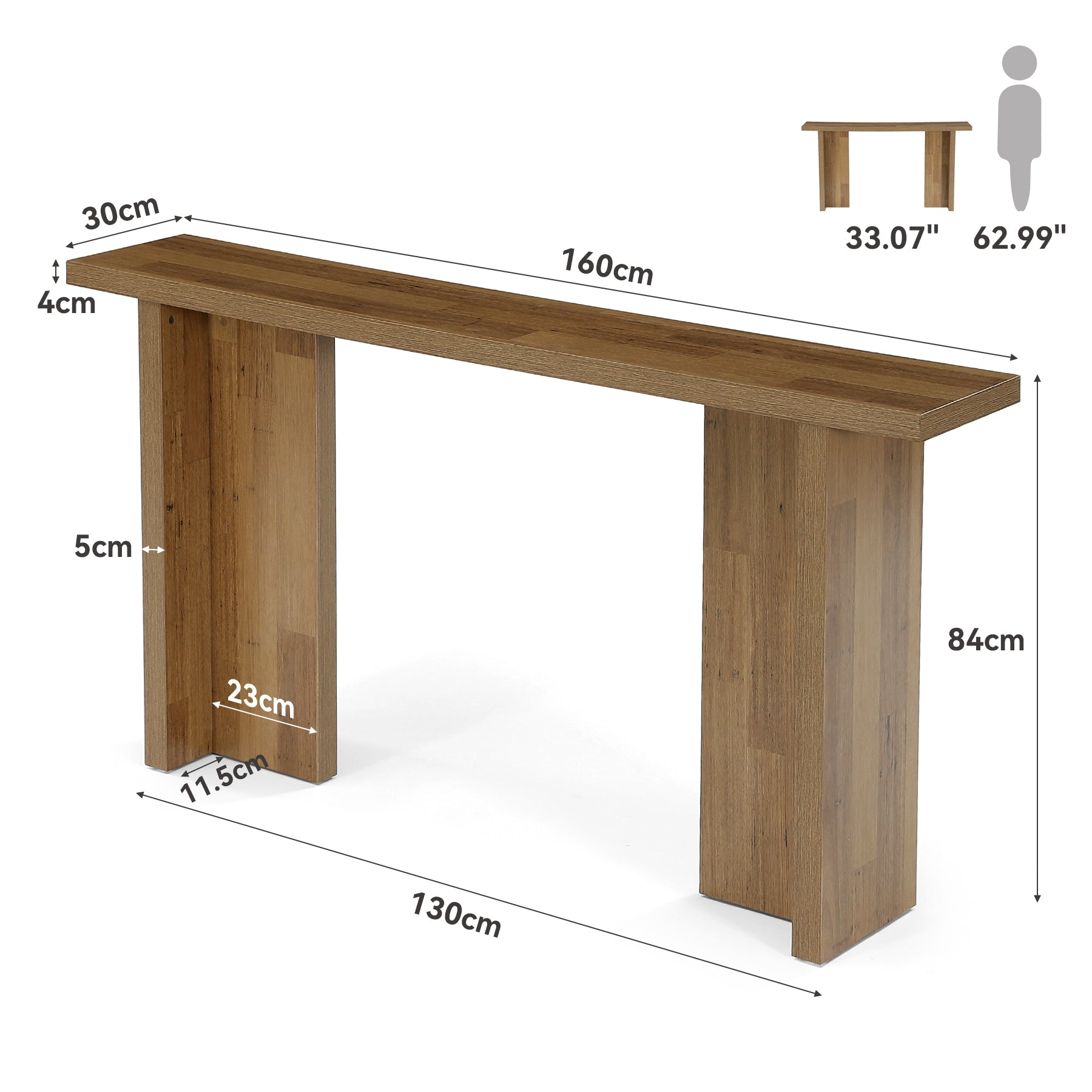 Tribesigns Console 160 cm, Table d'appoint étroite pour canapé aspect bois moderne