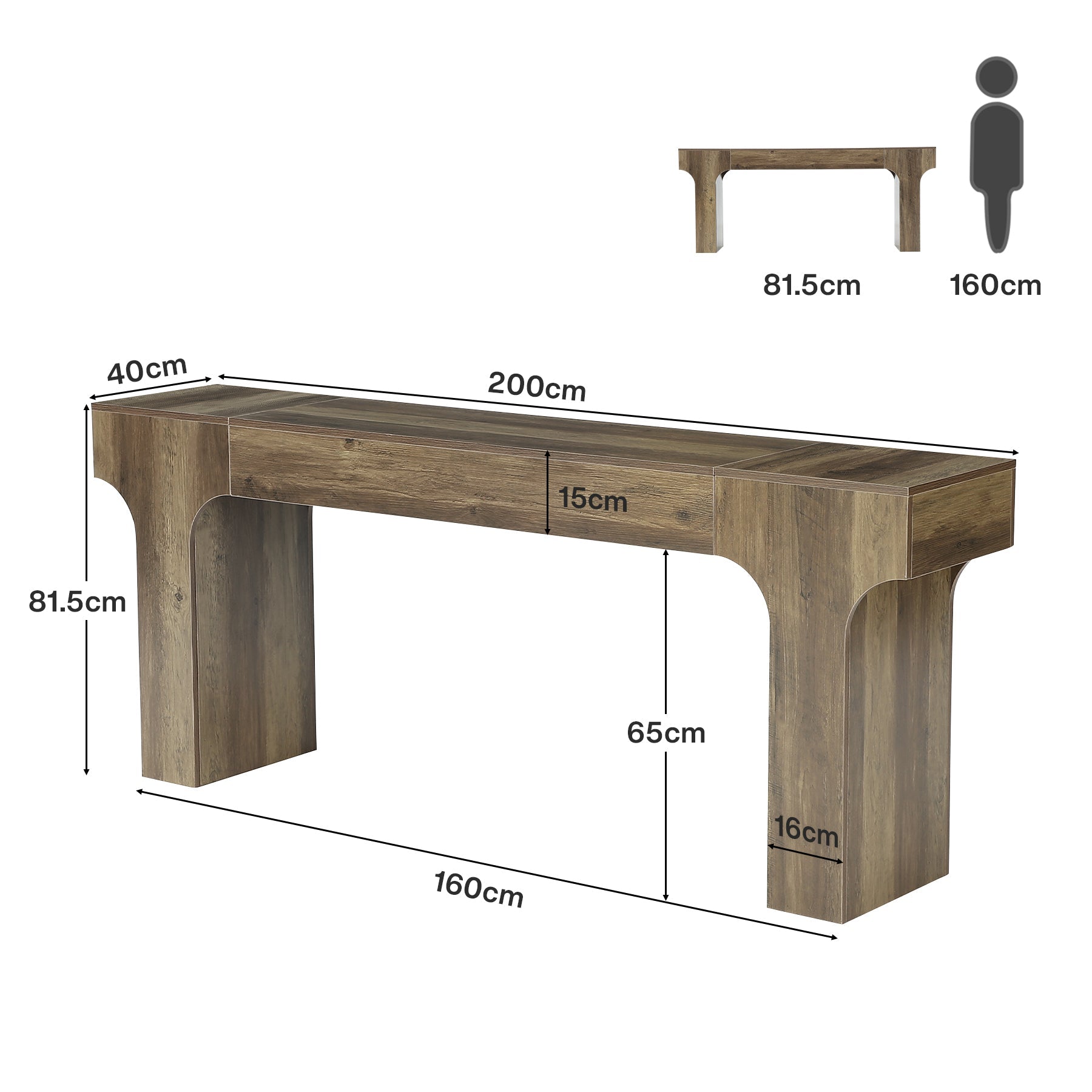 Tribesigns Console Country 200 cm avec Design Arqué pour Entrée et Salon