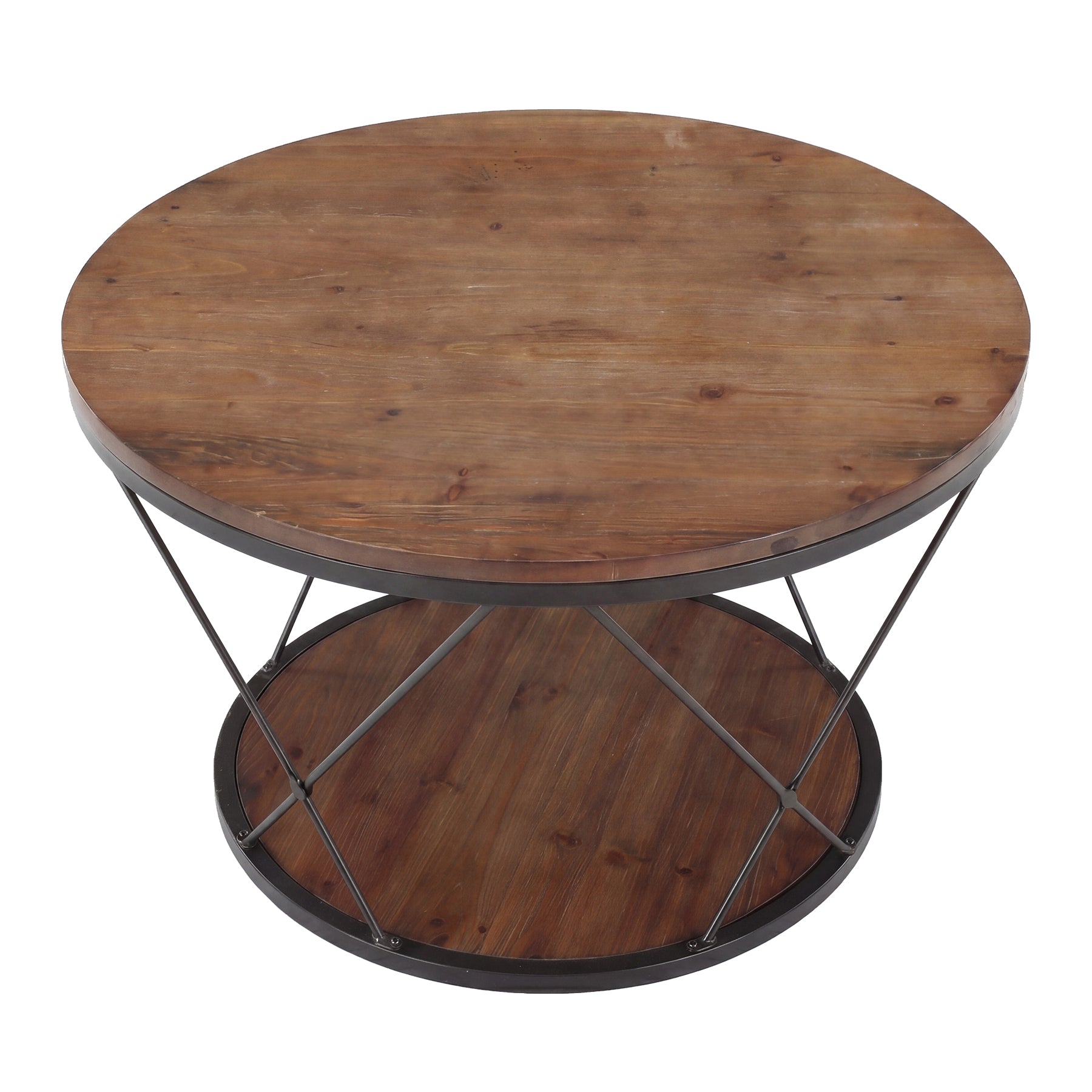 Tribesigns Table Basse Ronde 80 cm en Bois Massif avec Étagère Inférieure, Idéale pour Petits Espaces