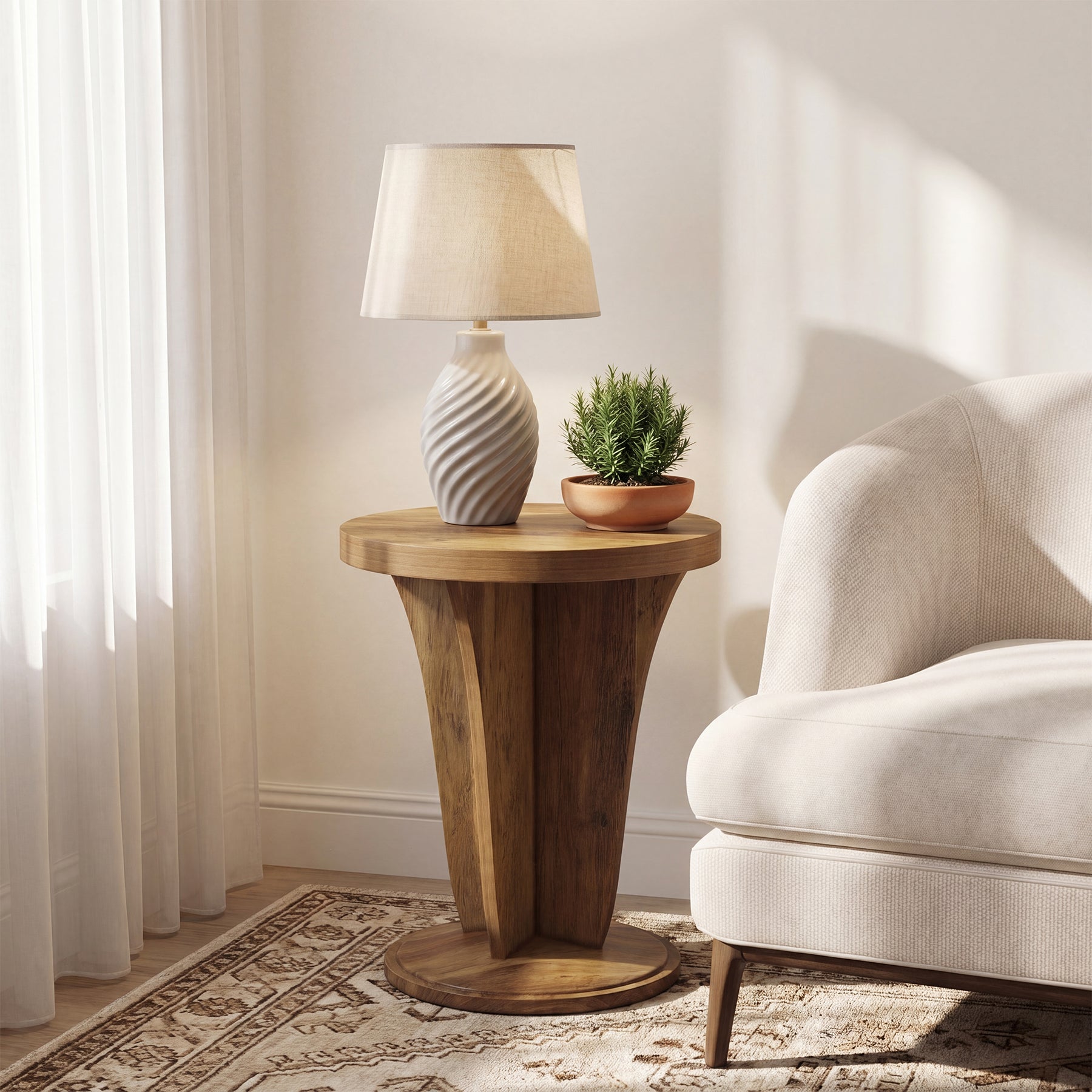 Tribesigns Table d’Appoint Ronde en Bois 50 cm pour Salon