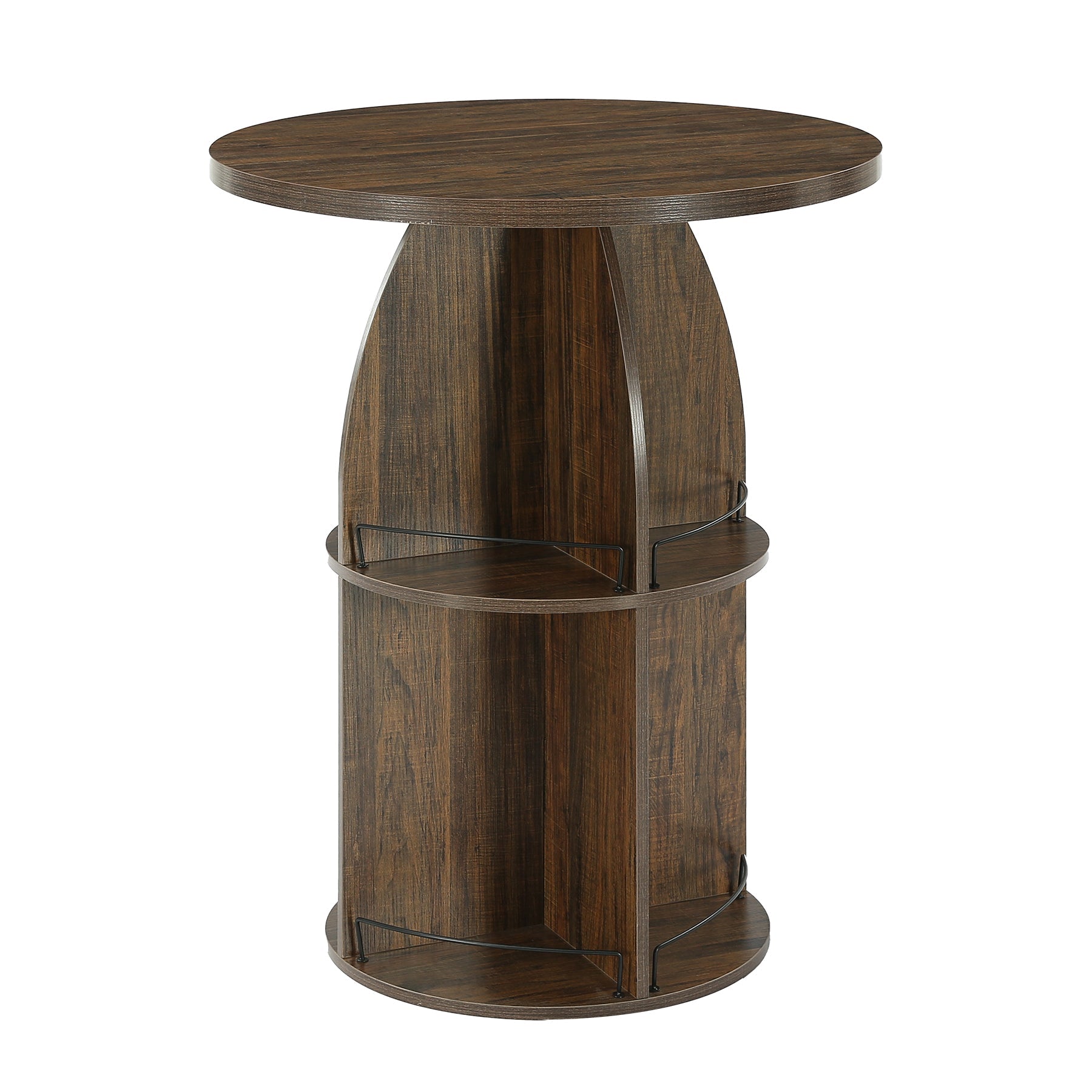 Tribesigns Table de Bar Ronde Haute 95 cm avec Étagères Ouvertes