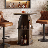 Tribesigns Table de Bar Ronde Haute 95 cm avec Étagères Ouvertes 3
